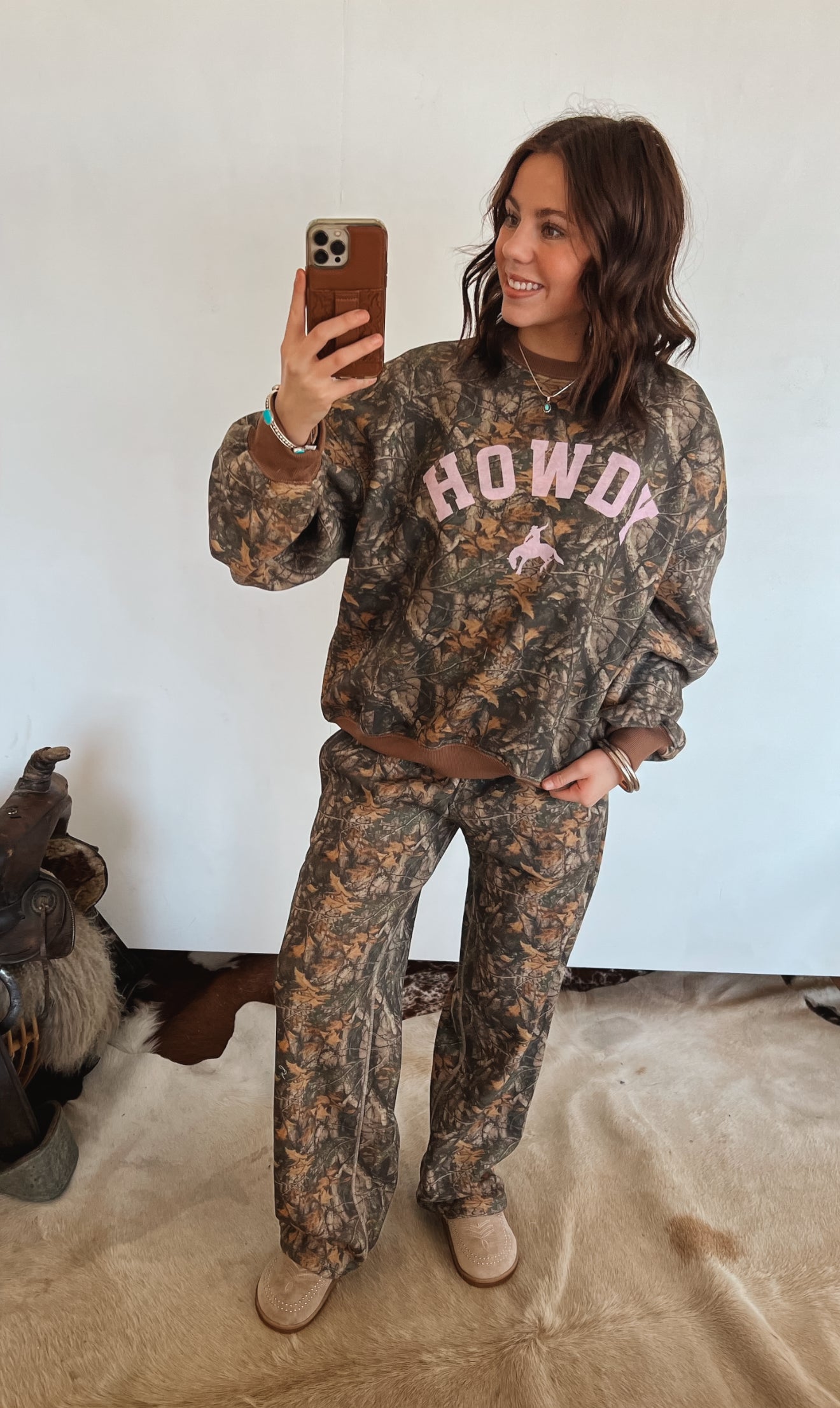 (restocking)Howdy Western Wide Leg Set (Dark Camo)