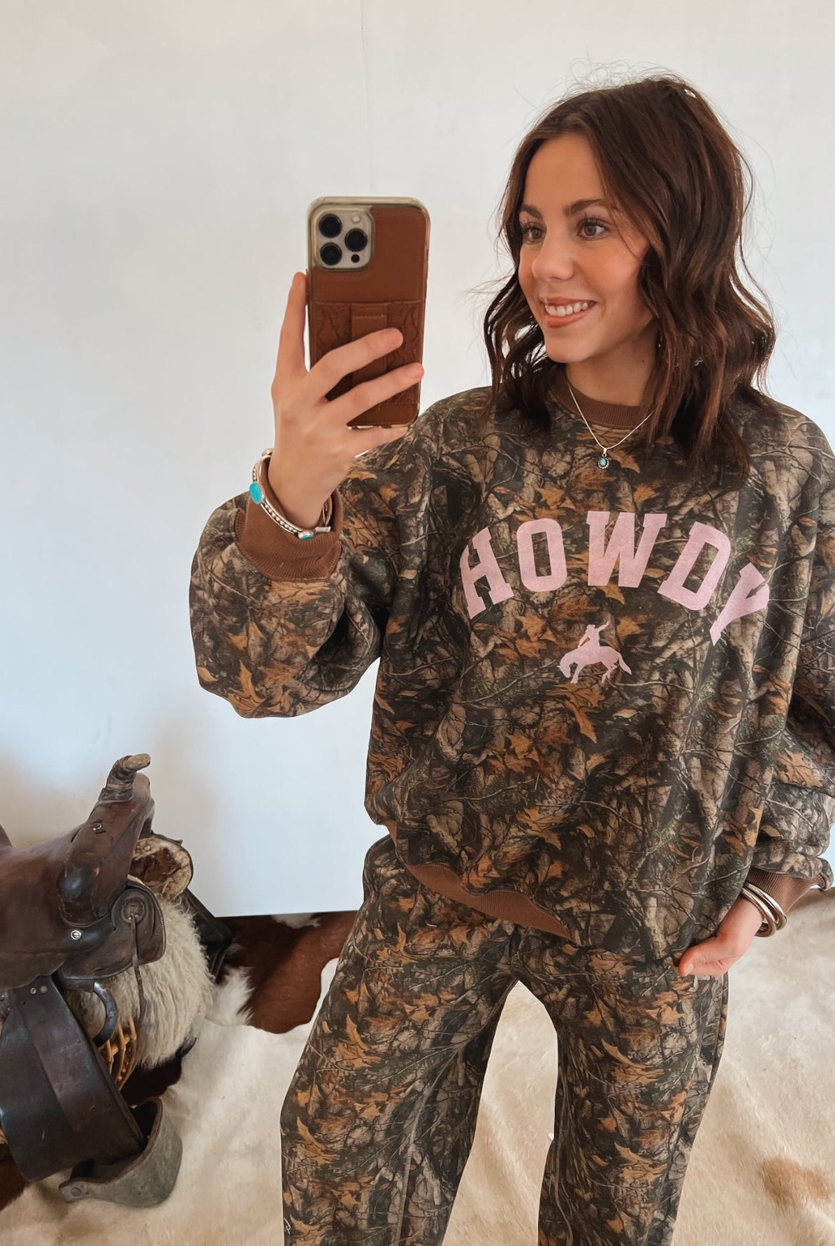 (restocking)Howdy Western Wide Leg Set (Dark Camo)