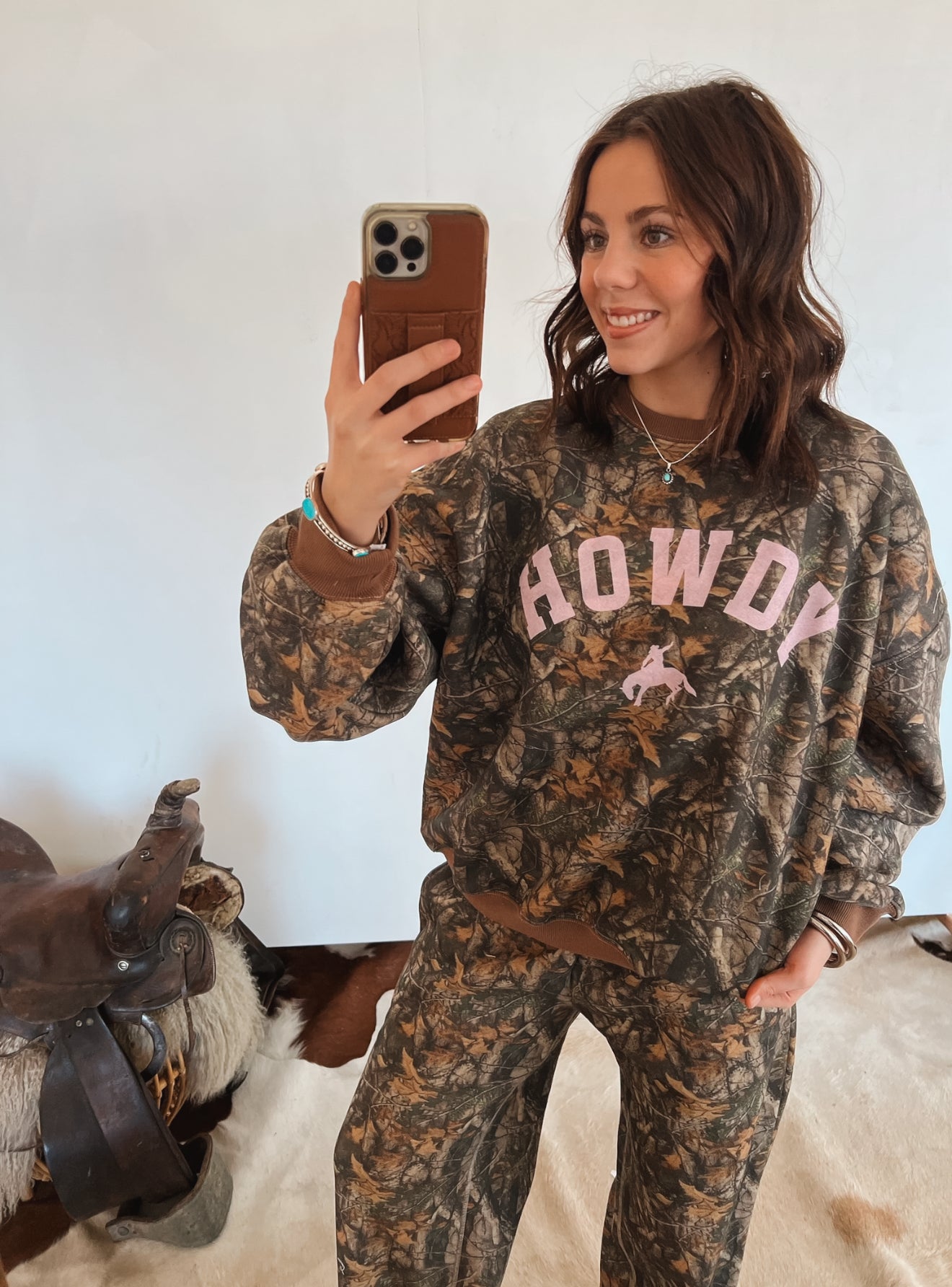 (restocking)Howdy Western Wide Leg Set (Dark Camo)