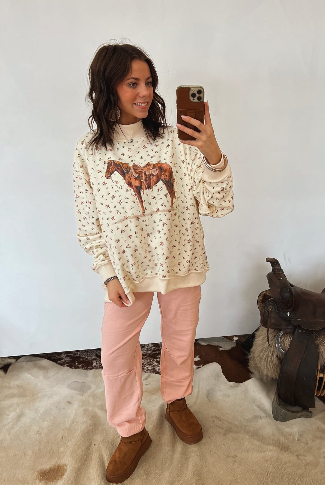 The Good Horse Floral Mock Neck Set