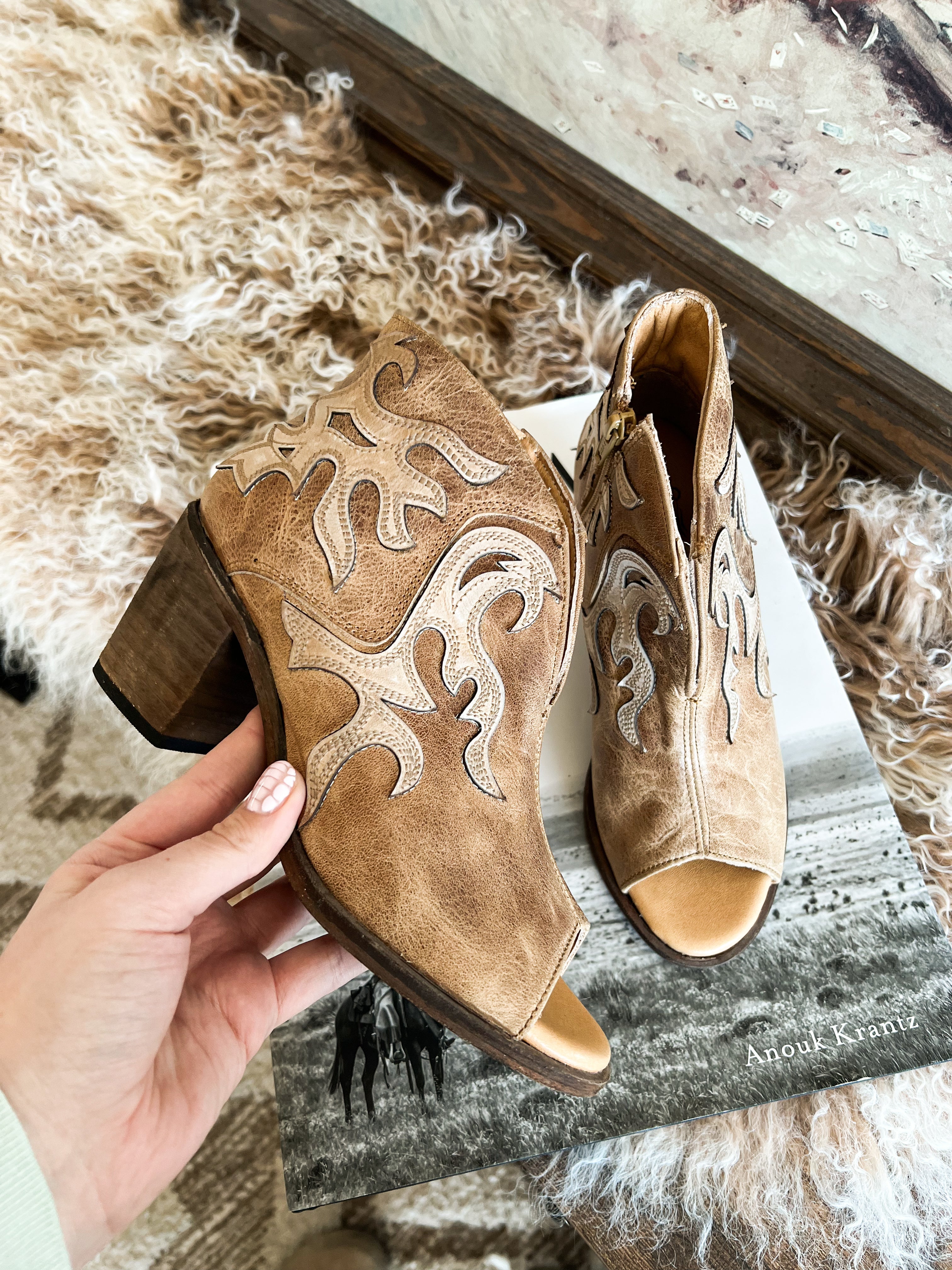 Western Autumn Open Toe Bootie