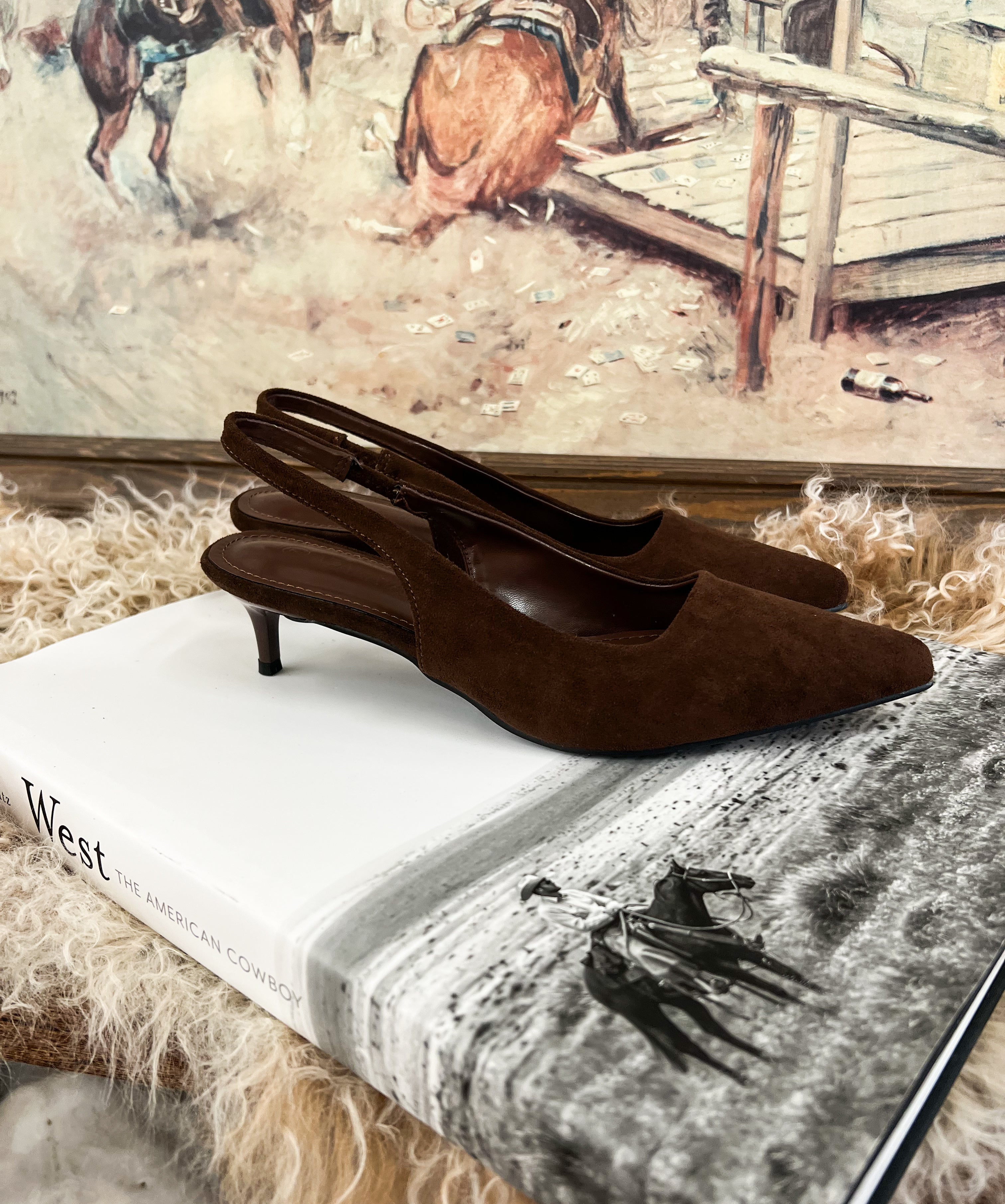 Western Ways Suede Kitten Heels