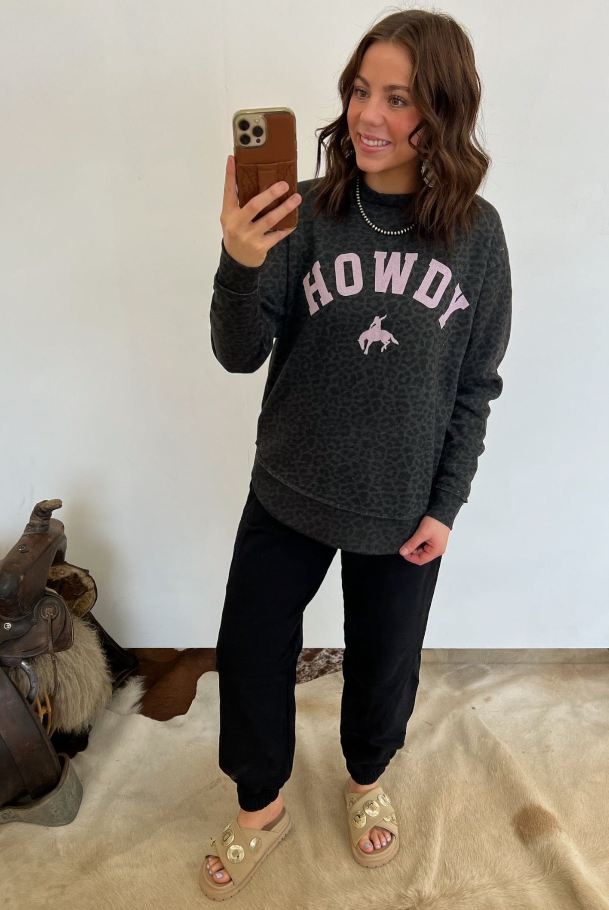 Howdy Leopard Western Sweat Set