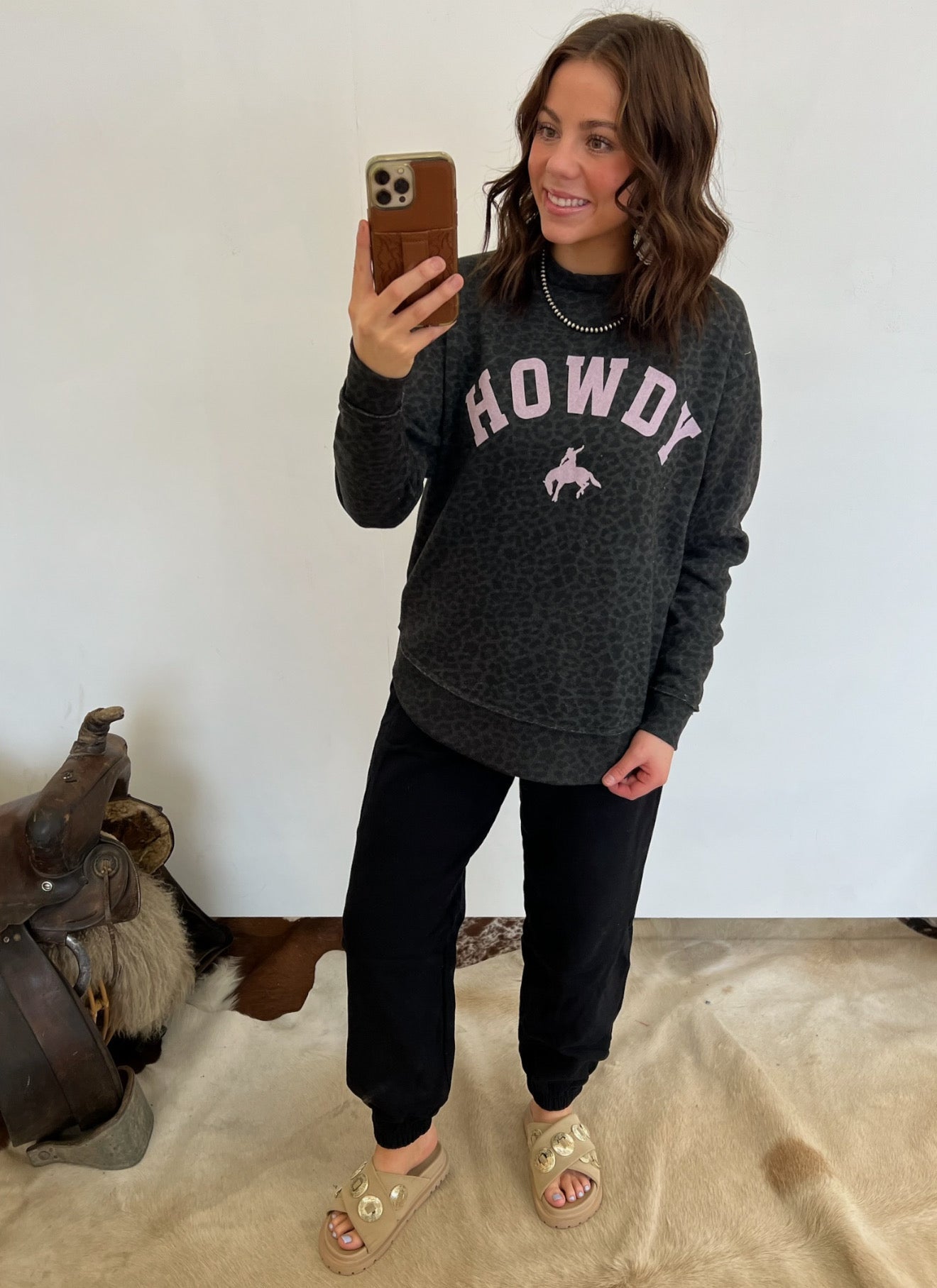 Howdy Leopard Western Sweat Set