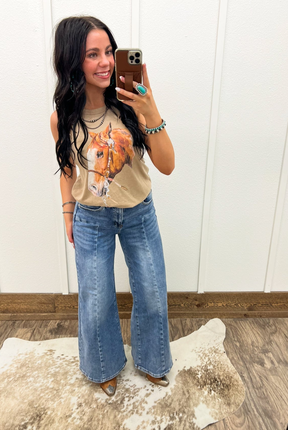 Denim Darlin Mid Rise Wide Leg(8125)