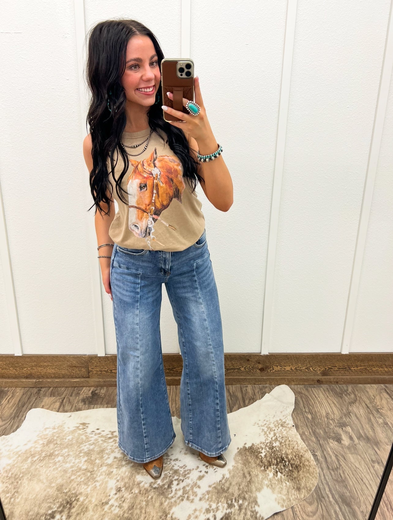 Denim Darlin Mid Rise Wide Leg(8125)