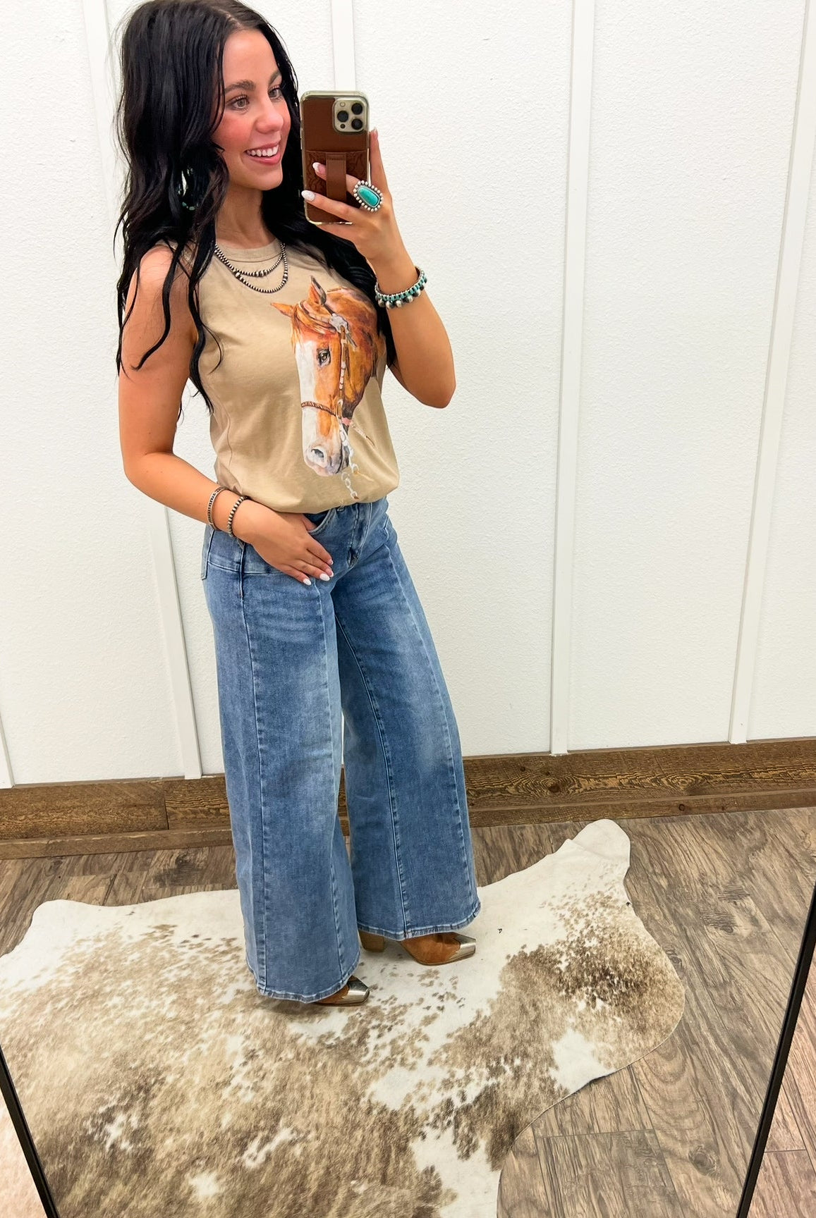 Denim Darlin Mid Rise Wide Leg(8125)