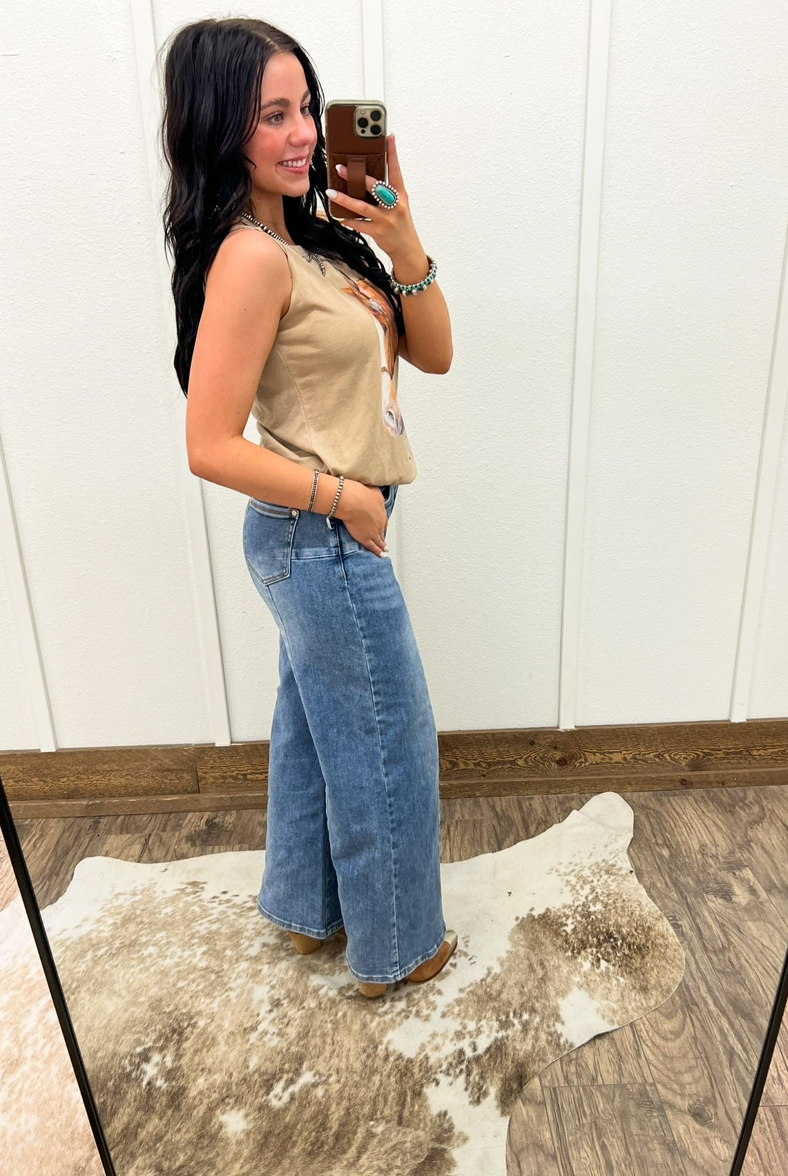 Denim Darlin Mid Rise Wide Leg(8125)