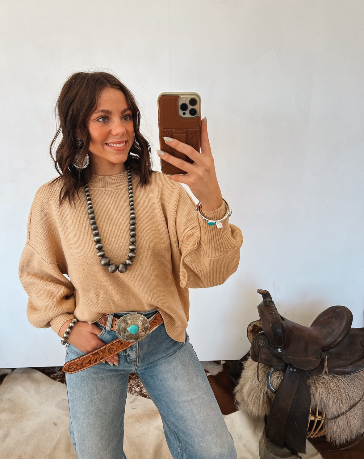 Knit Balloon Sweater (Taupe)