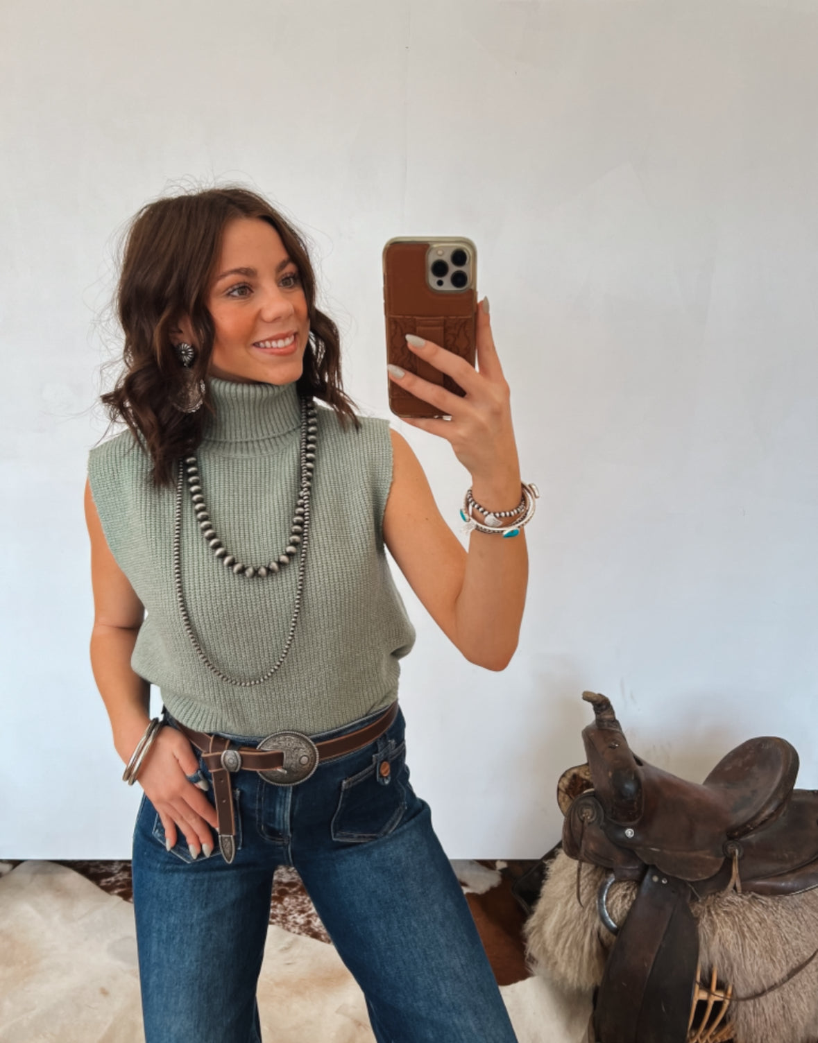 Grateful Cowgirl Turtle Neck (Sage Green)