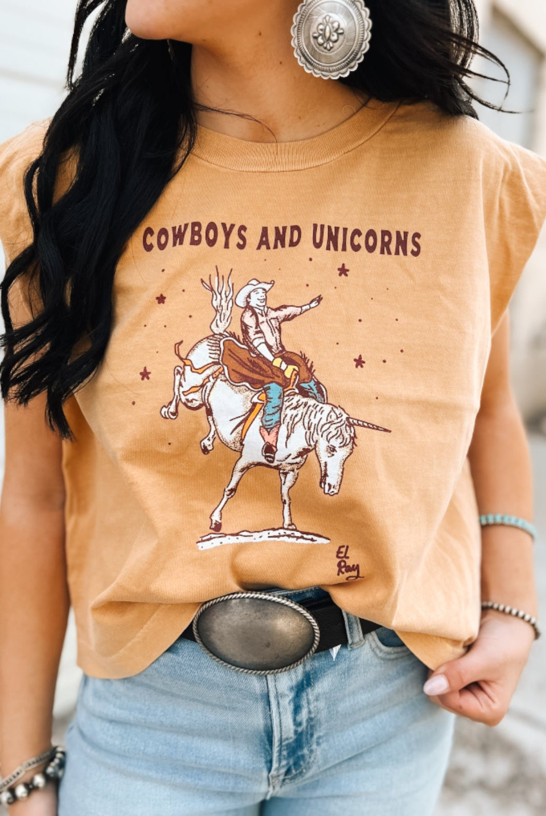Cowboys & Unicorns Muscle Tank-Faded Yellow