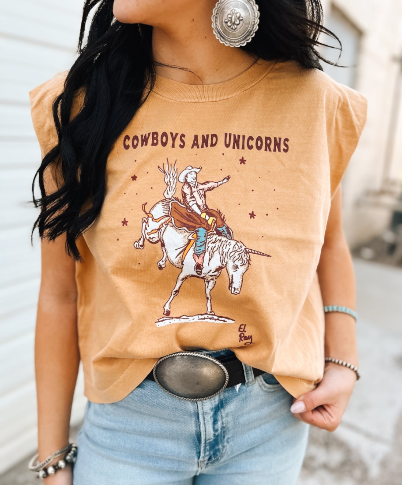 Cowboys & Unicorns Muscle Tank-Faded Yellow