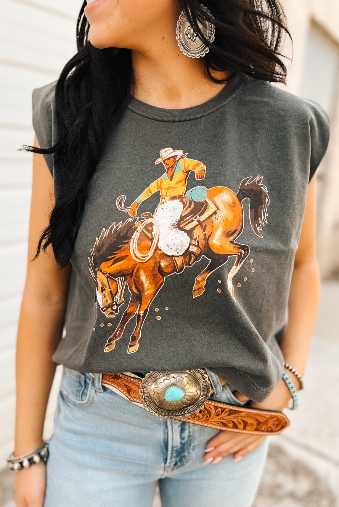 Rank & Rowdy Muscle Tee- Faded Black