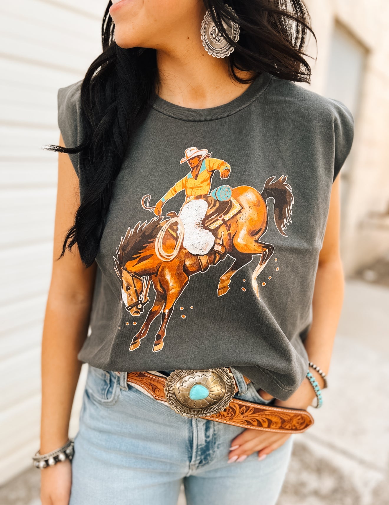 Rank & Rowdy Muscle Tee- Faded Black