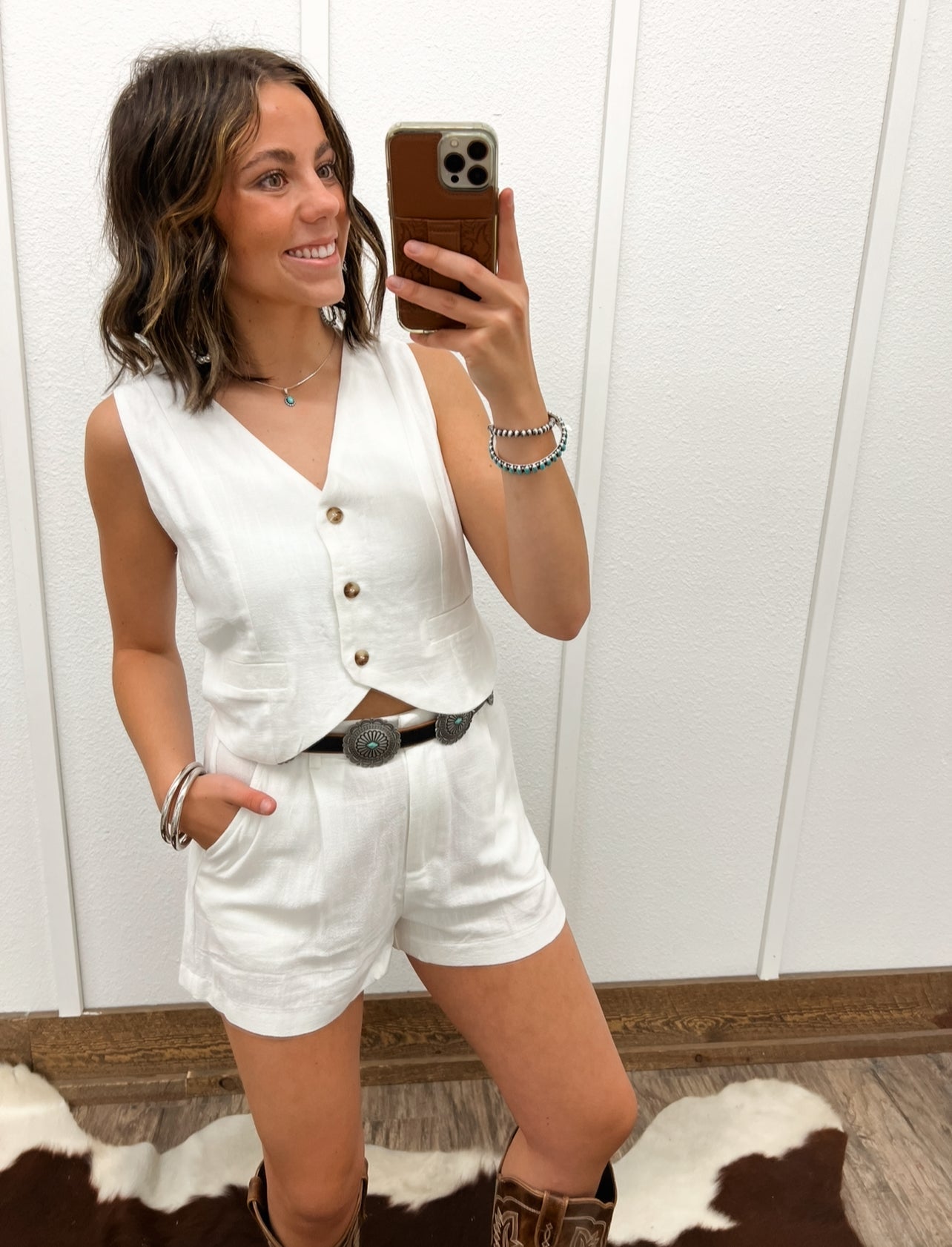 Ranch Romance Linen Set Tops -Blouses