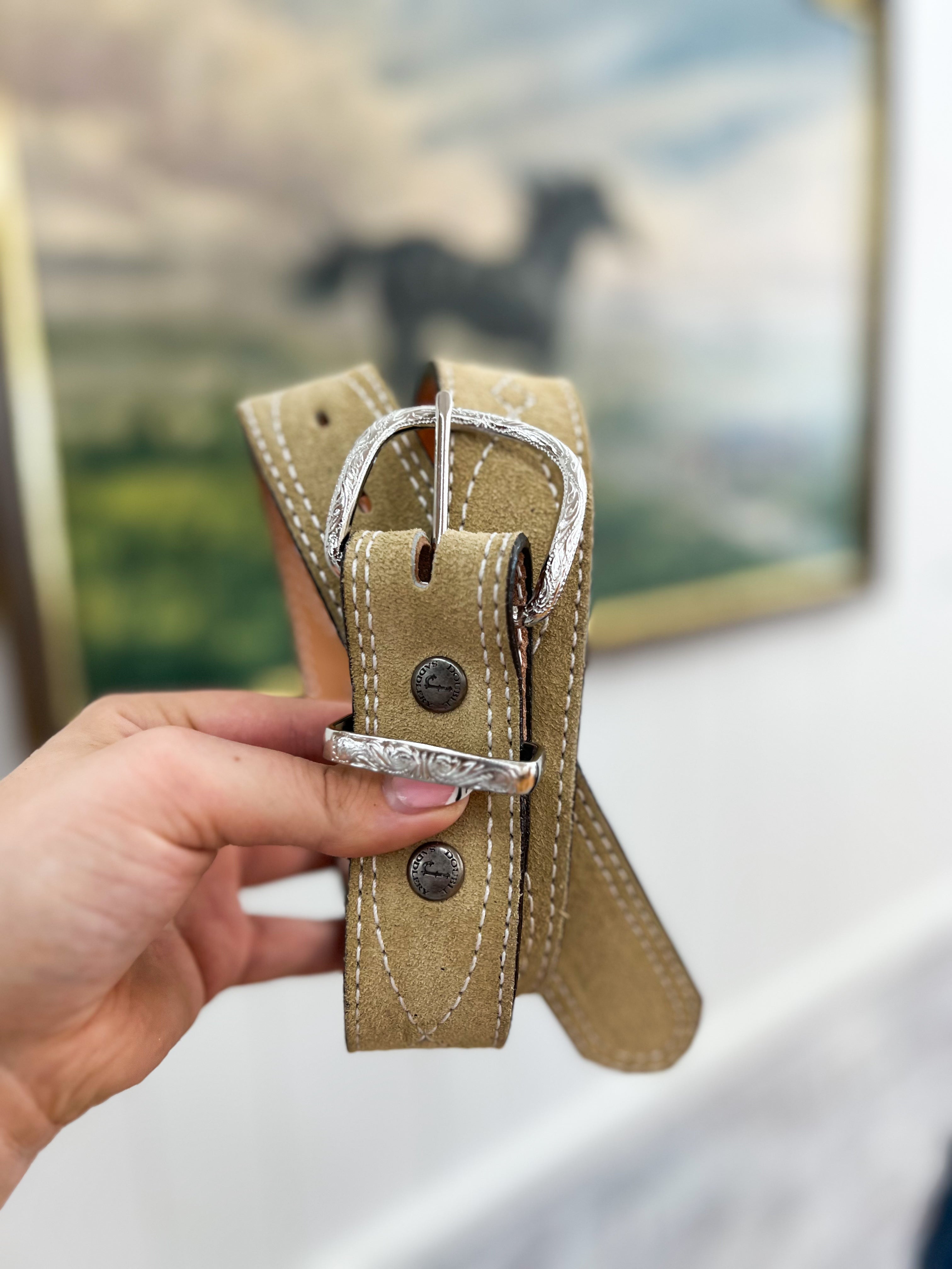 Miss Cowgirl White Stitch Belt (Sand) AD101
