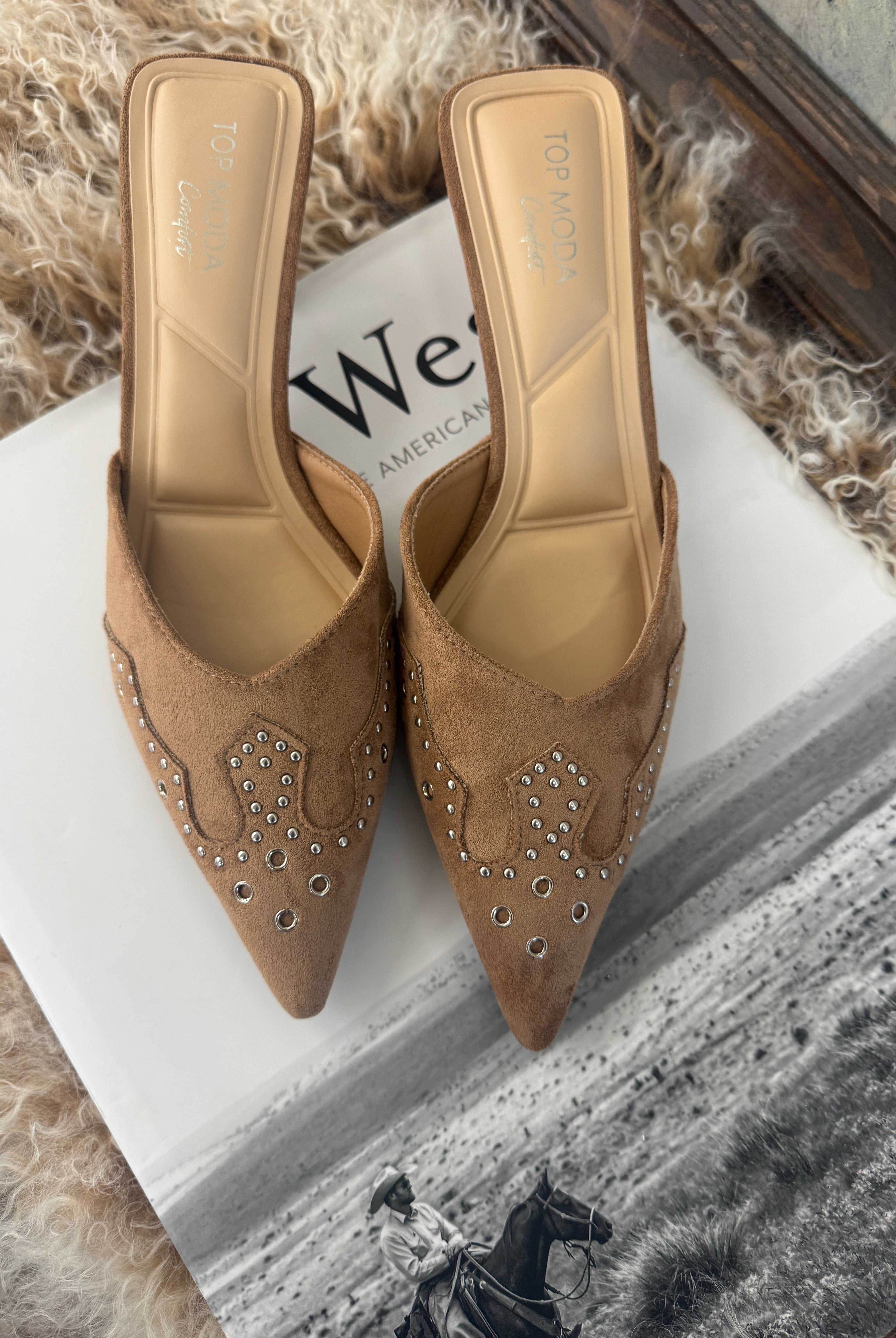 Western Lady Pointed Toe Mule Heels