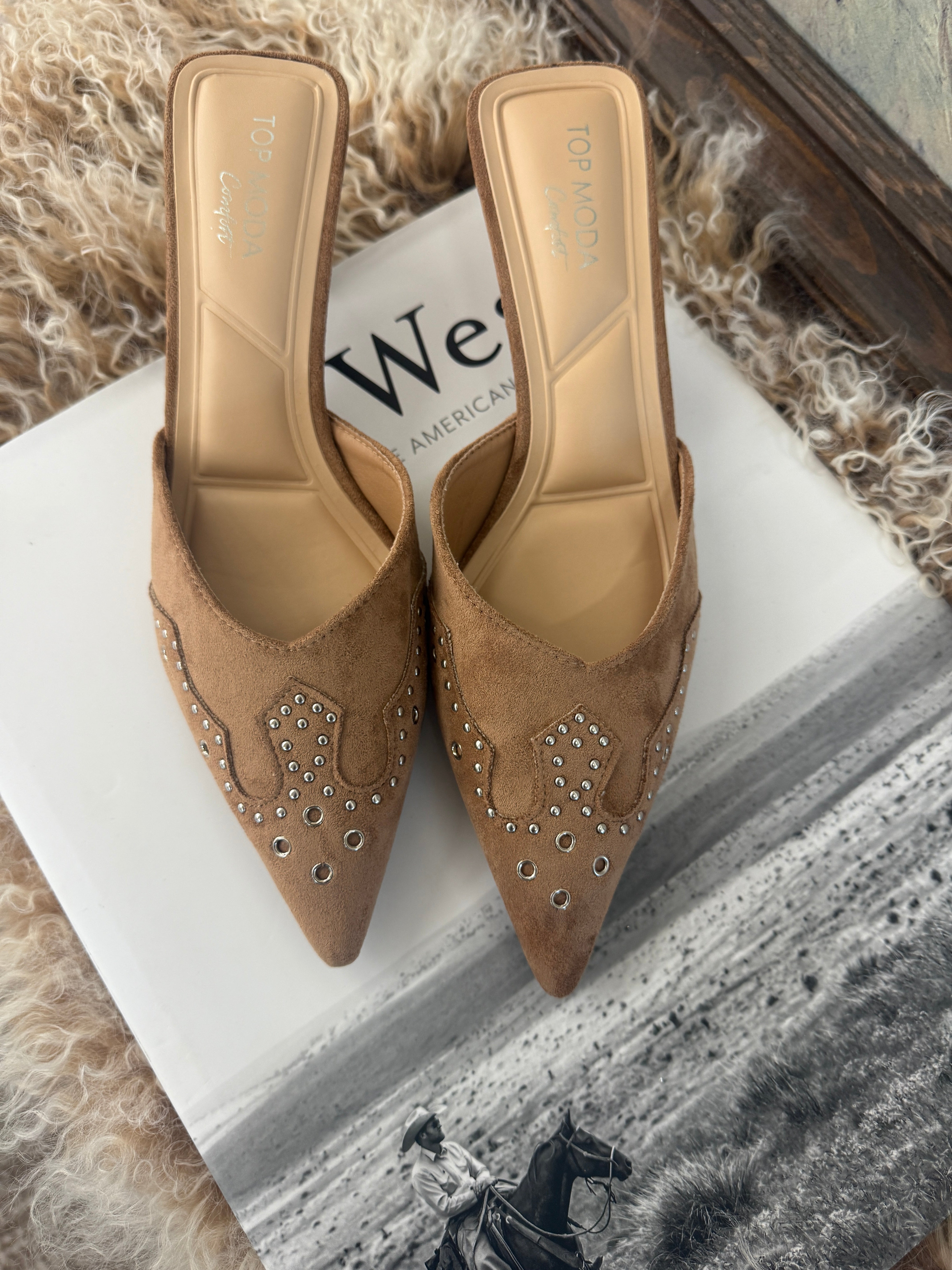 Western Lady Pointed Toe Mule Heels