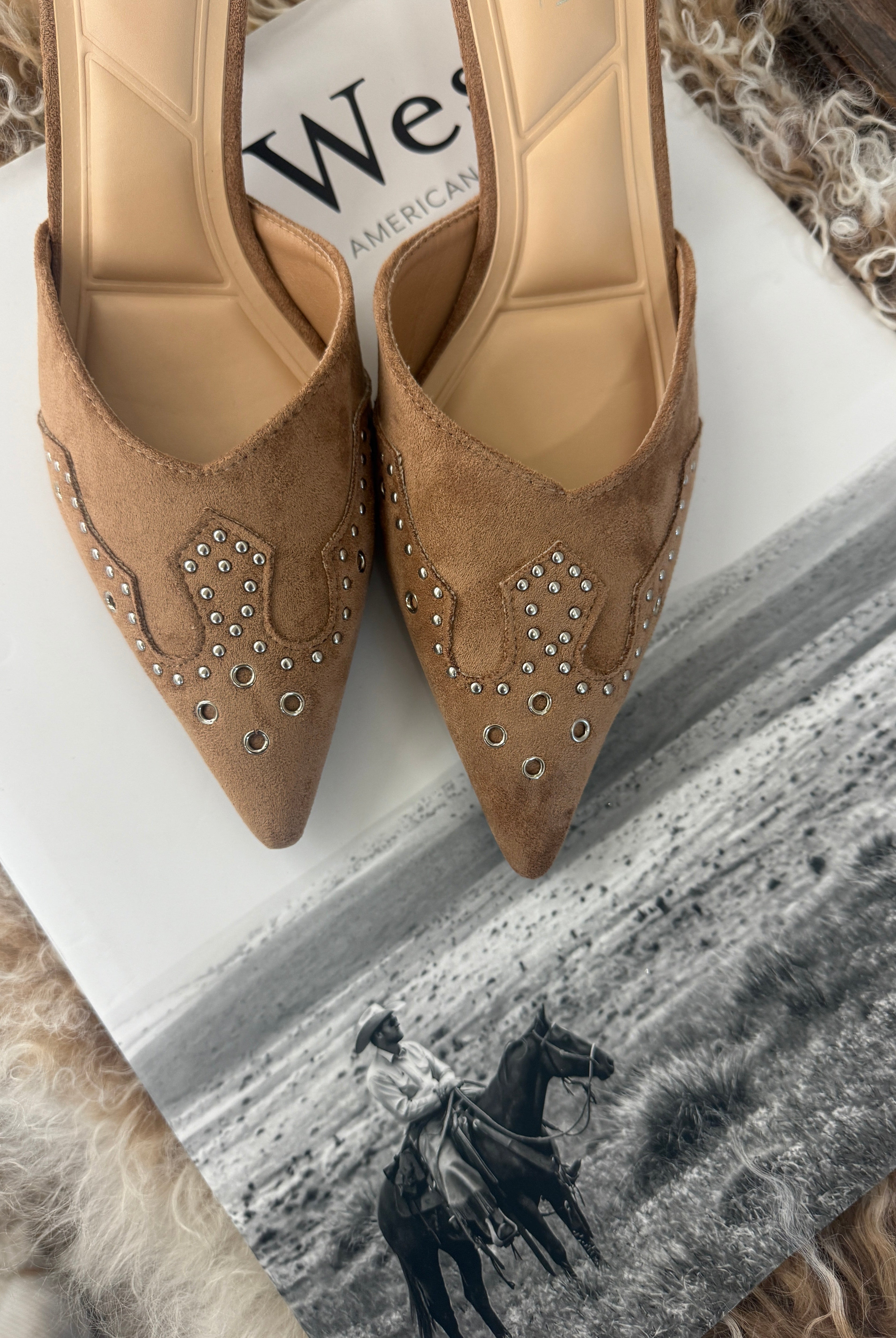 Western Lady Pointed Toe Mule Heels