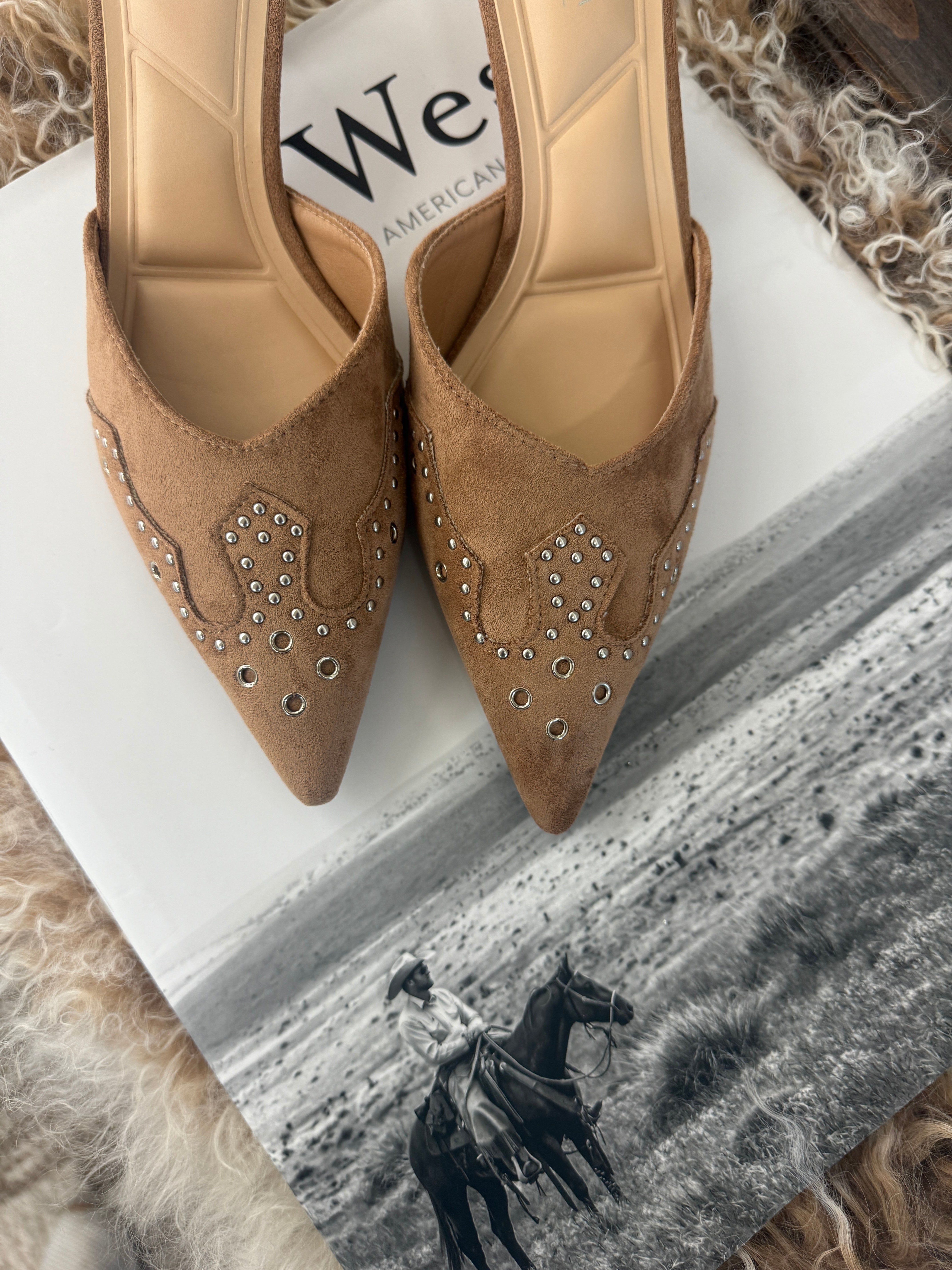 Western Lady Pointed Toe Mule Heels