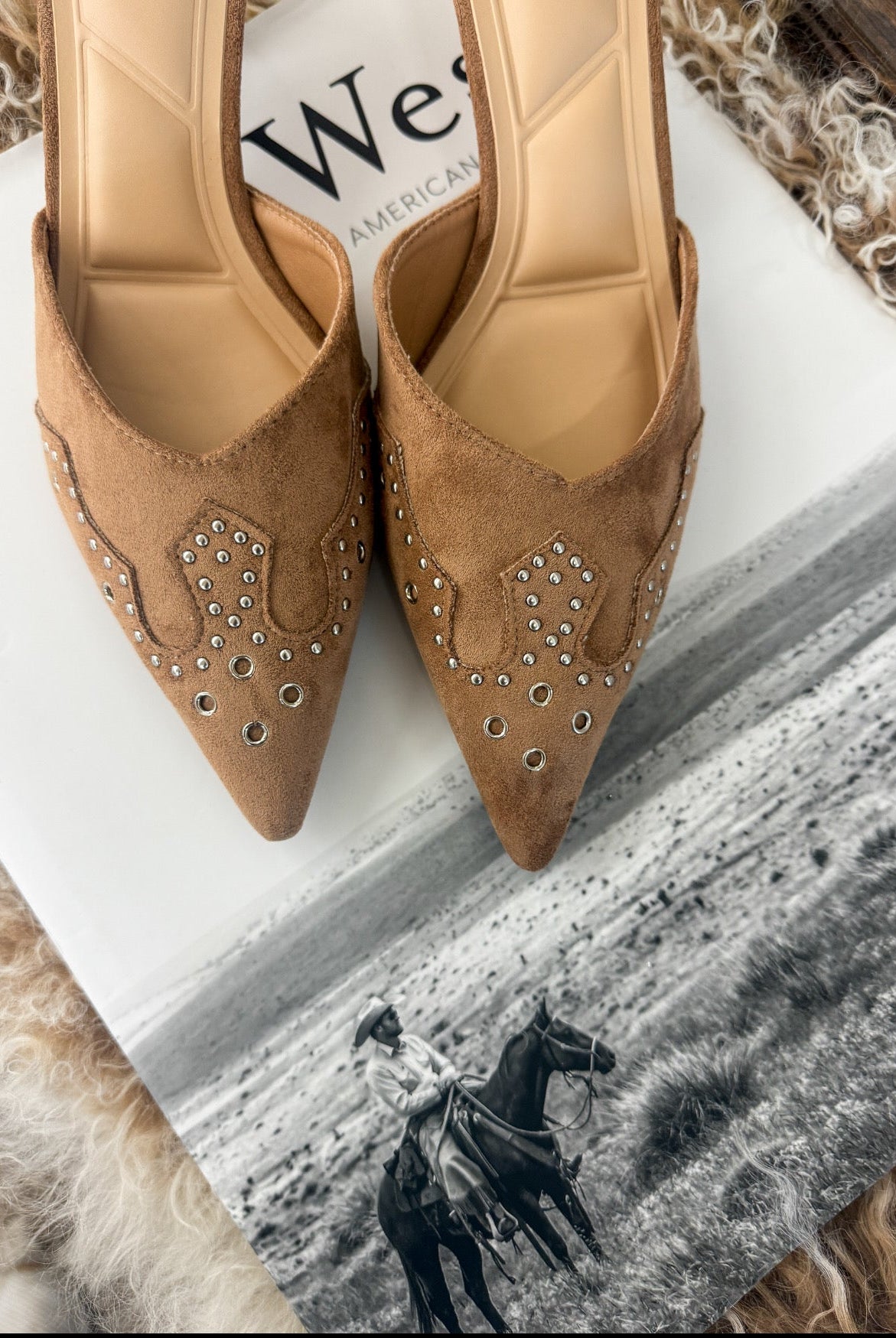 Western Lady Pointed Toe Mule Heels