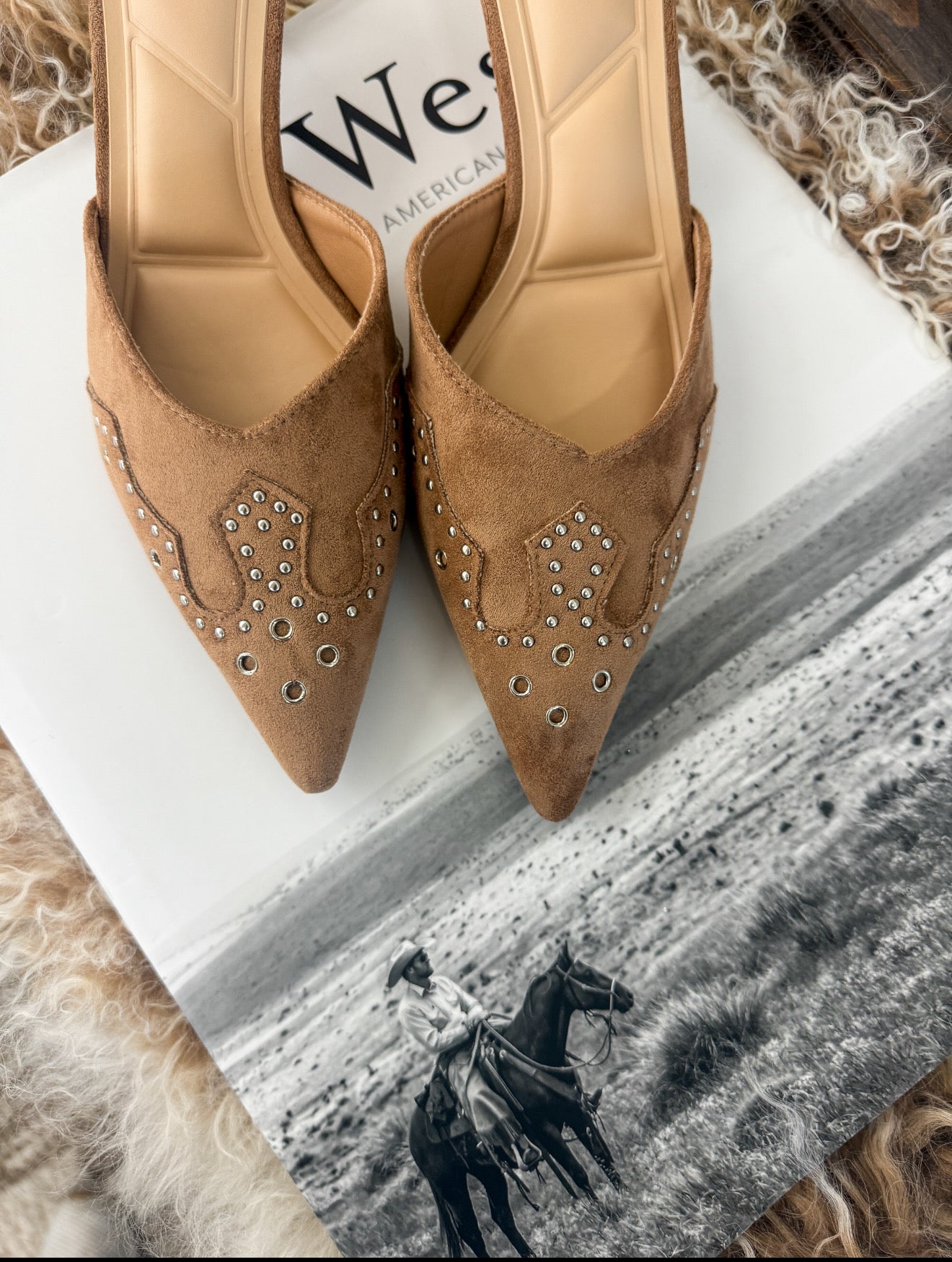 Western Lady Pointed Toe Mule Heels