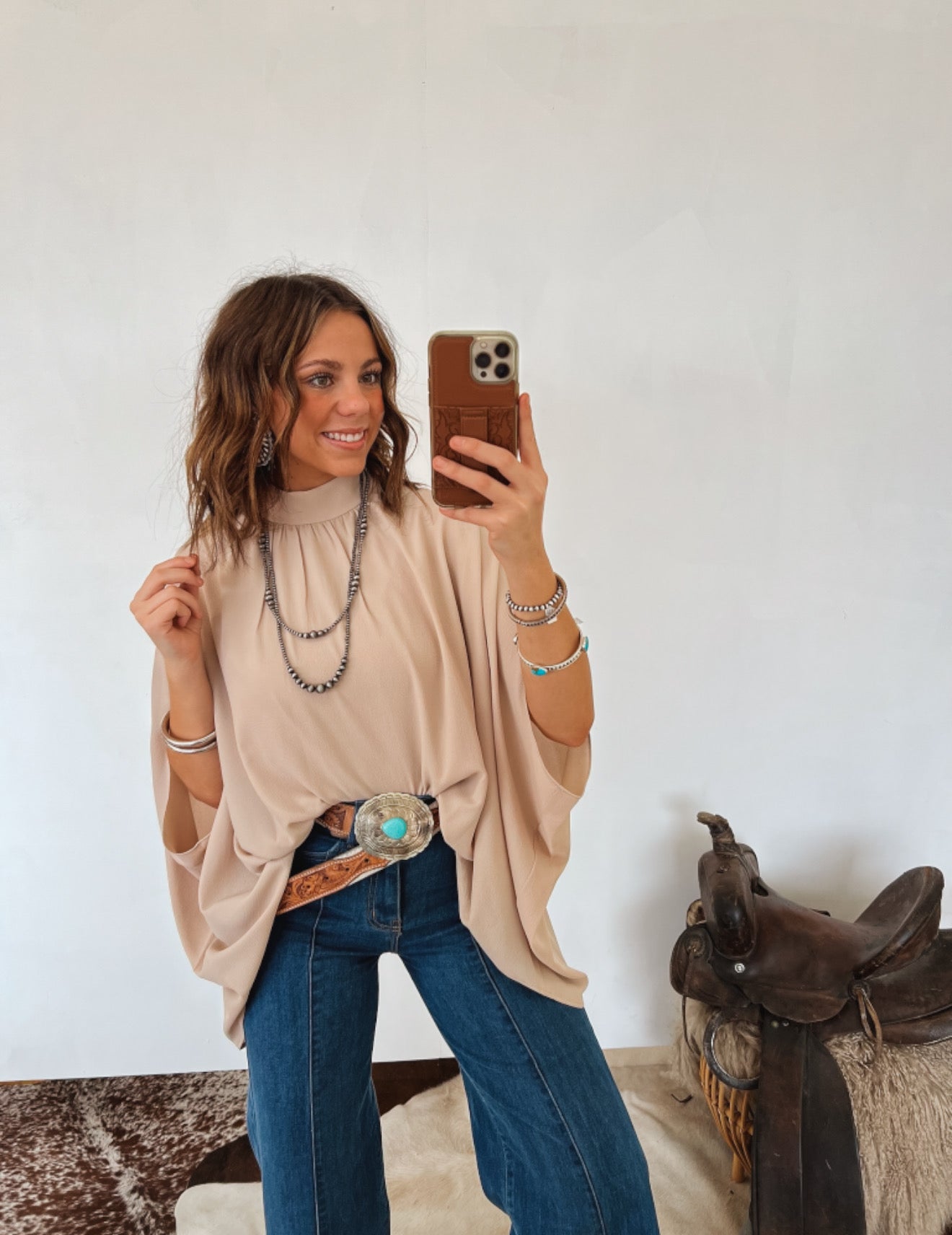 Betty Mock Neck Top (Ecru)