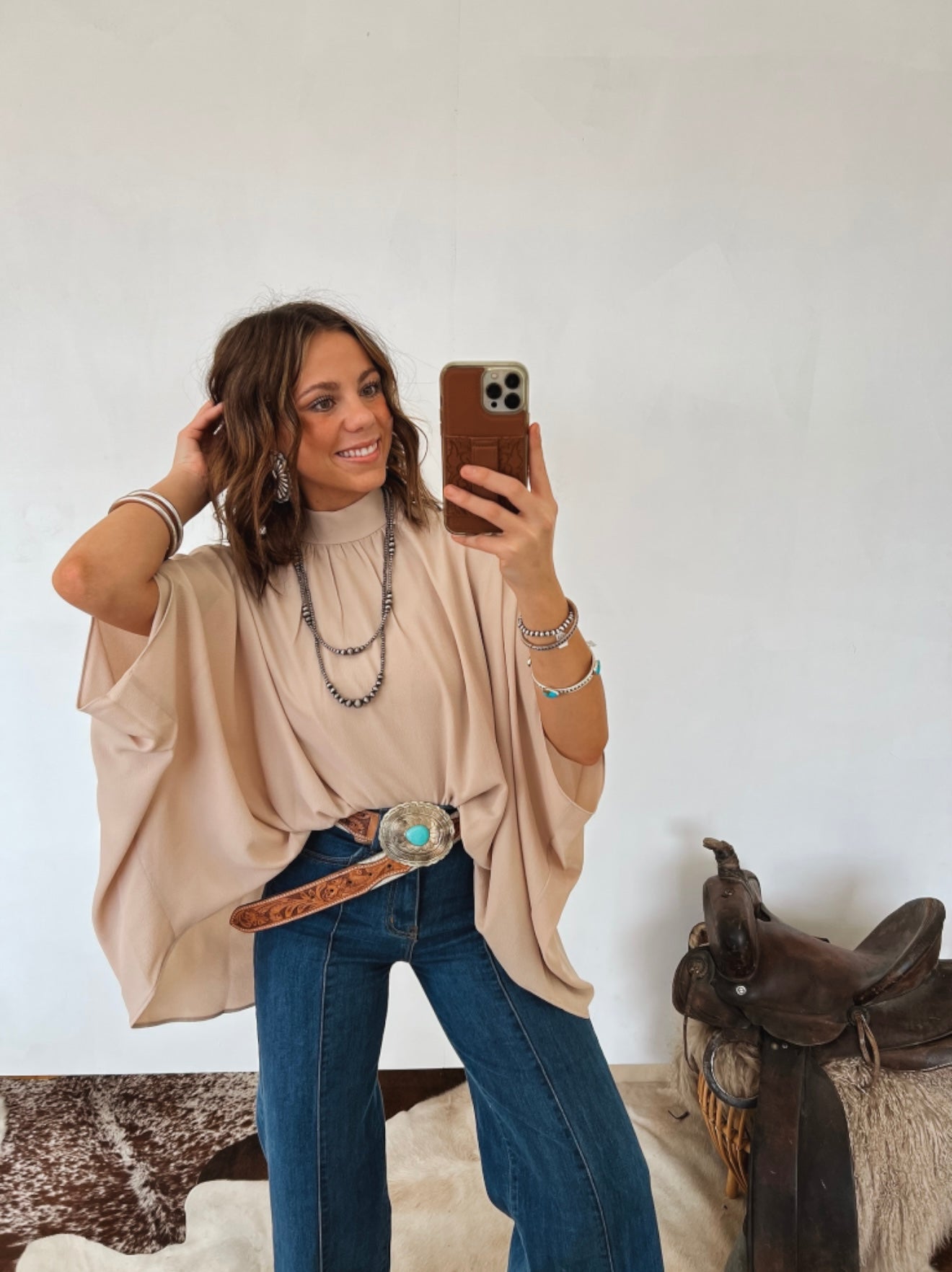 Betty Mock Neck Top (Ecru)