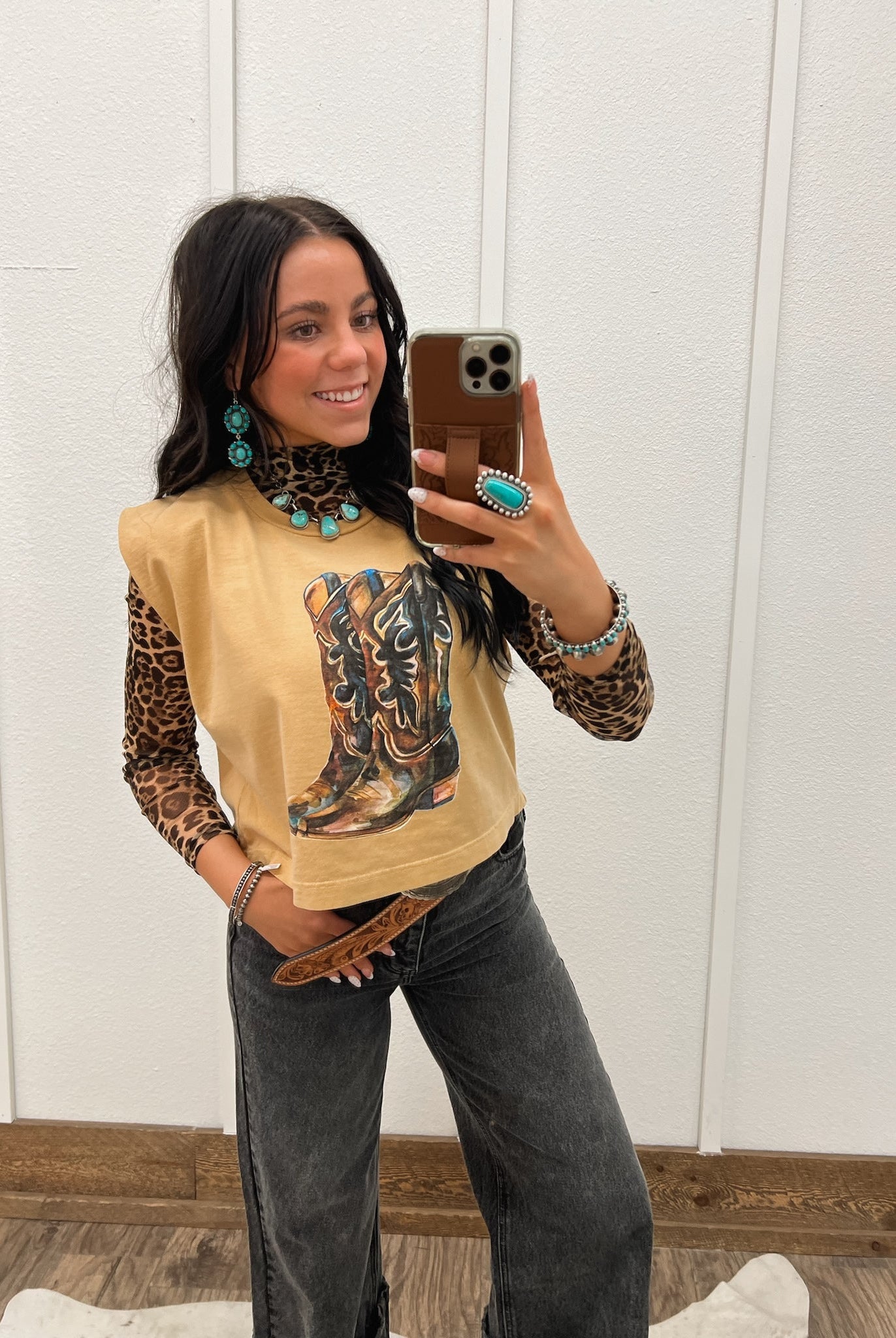 These Boots Dark Muscle Tank(Adult)(Faded Mustard)