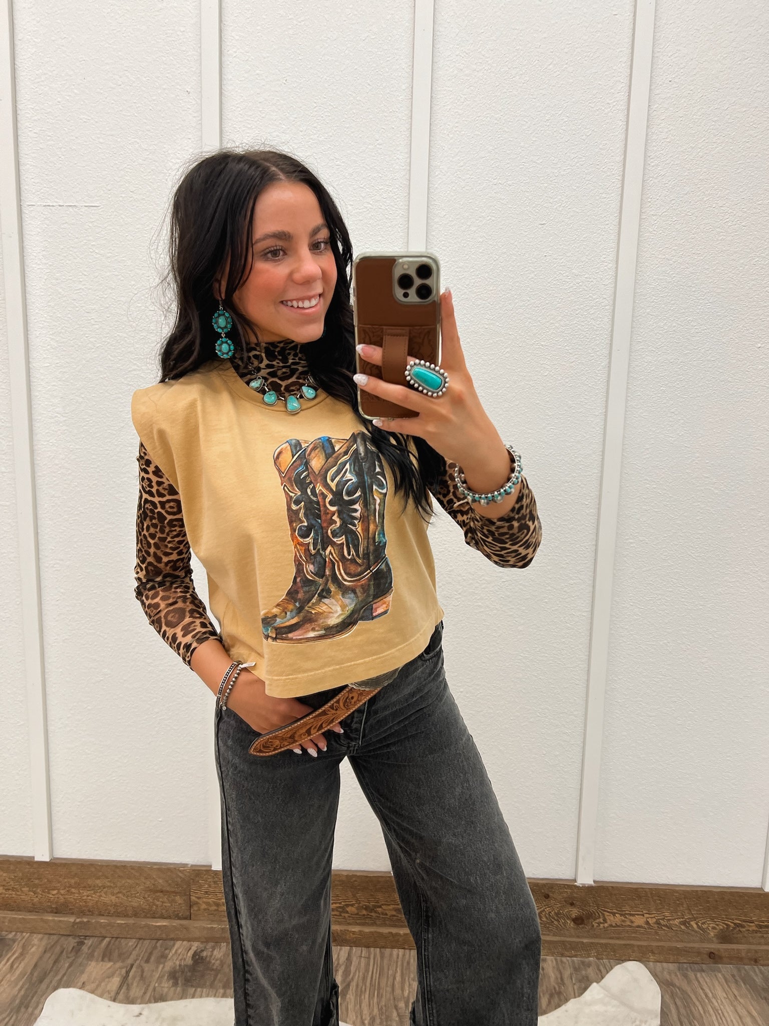 These Boots Dark Muscle Tank(Adult)(Faded Mustard)