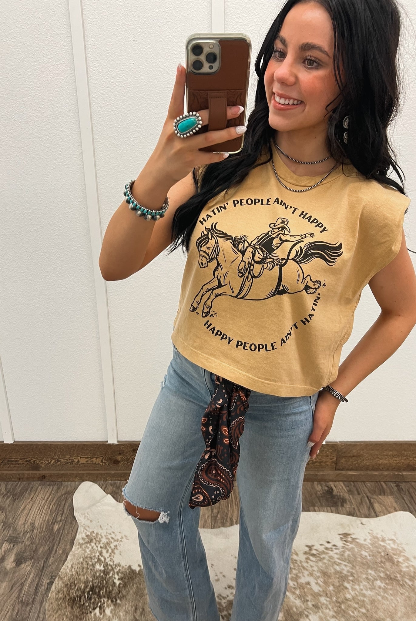 Cowboy Truth Muscle Tank(Adult)(Faded Mustard)