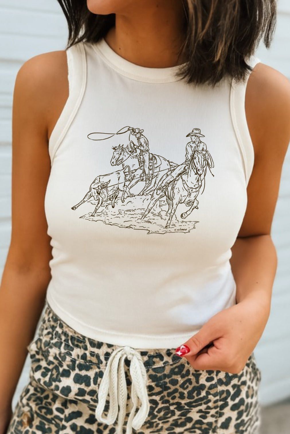 Cody Team Ropers Sketch Cropped Tank