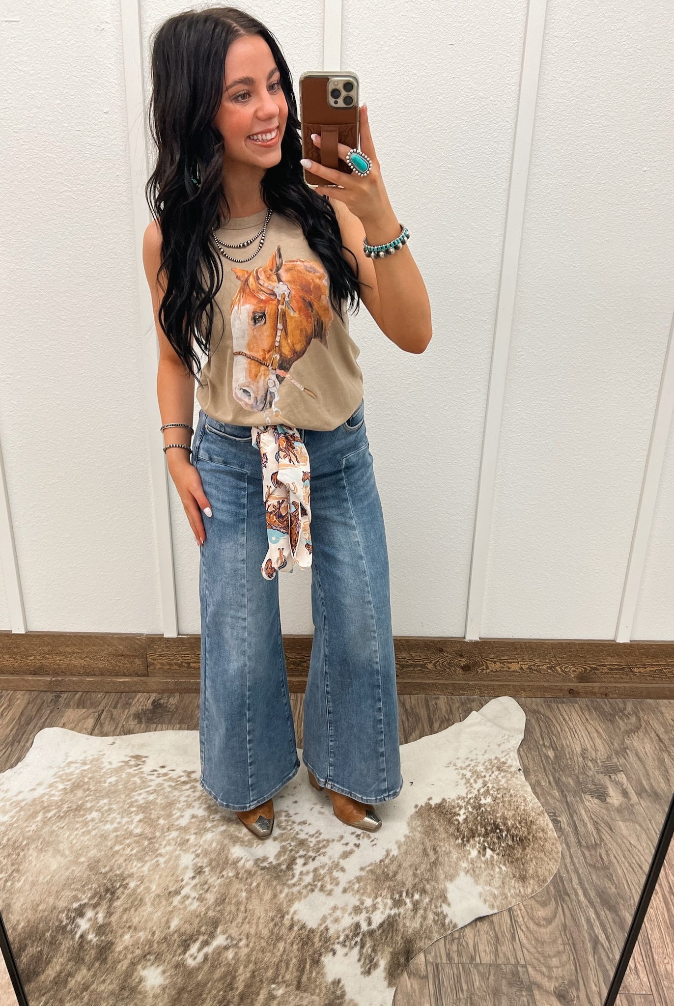 Blazin’ Days Horse-Rocker Tank(Adult)(Tan)