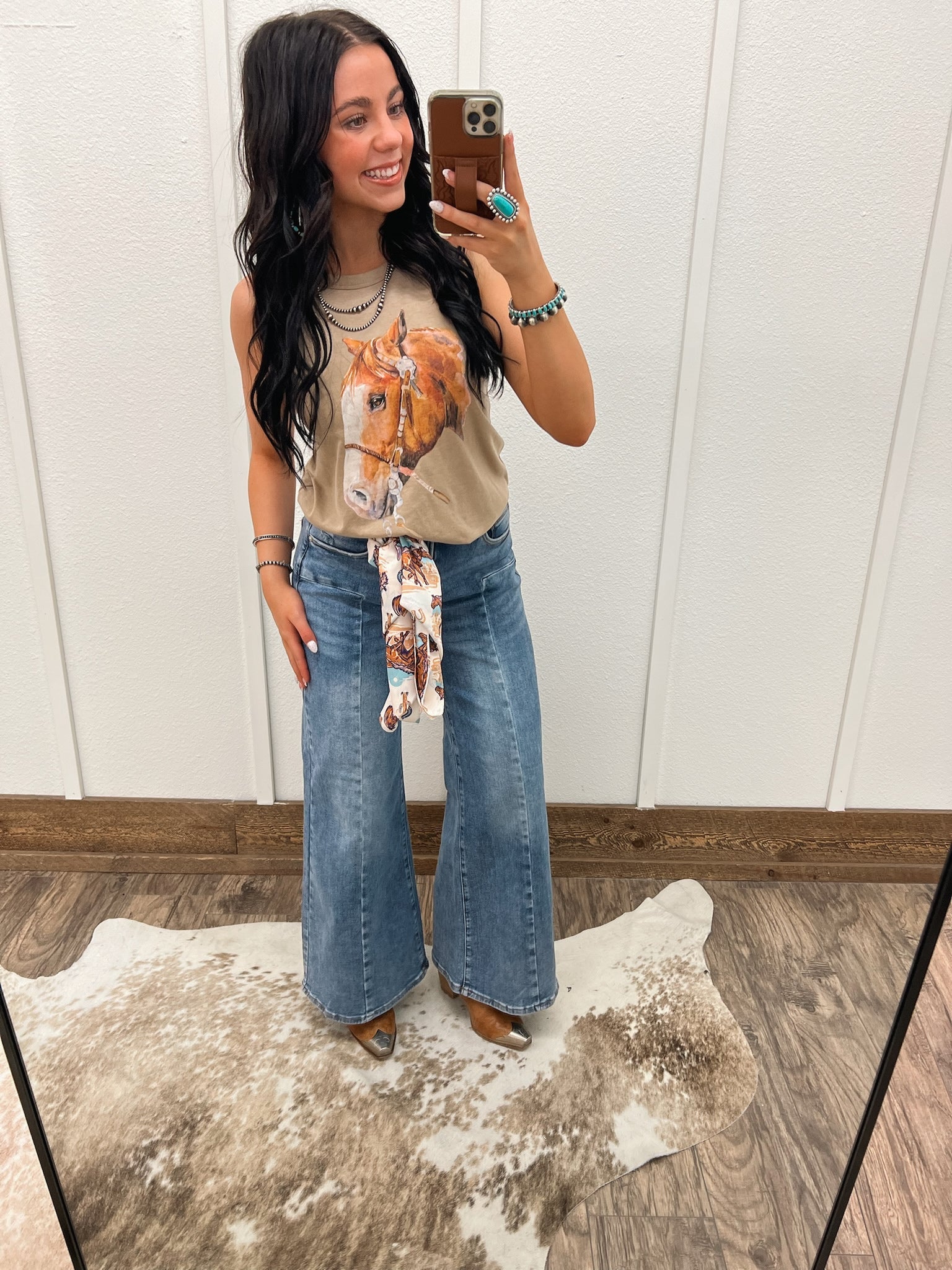 Blazin’ Days Horse-Rocker Tank(Adult)(Tan)