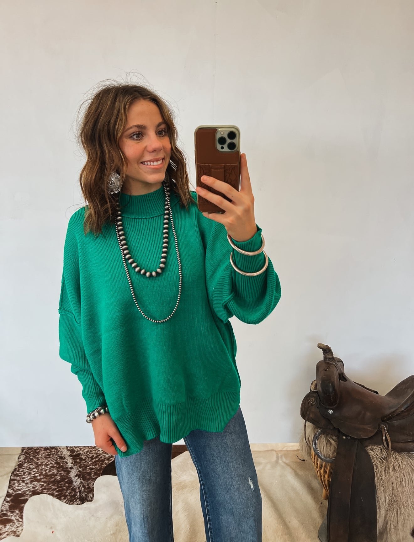 Dolly Oversized Sweater (Hunter Green) Tops - Sweaters