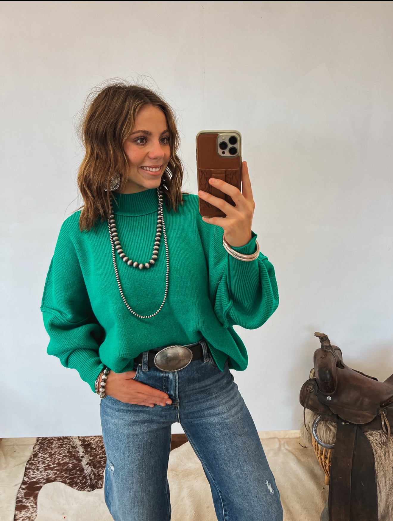 Dolly Oversized Sweater (Hunter Green) Tops - Sweaters
