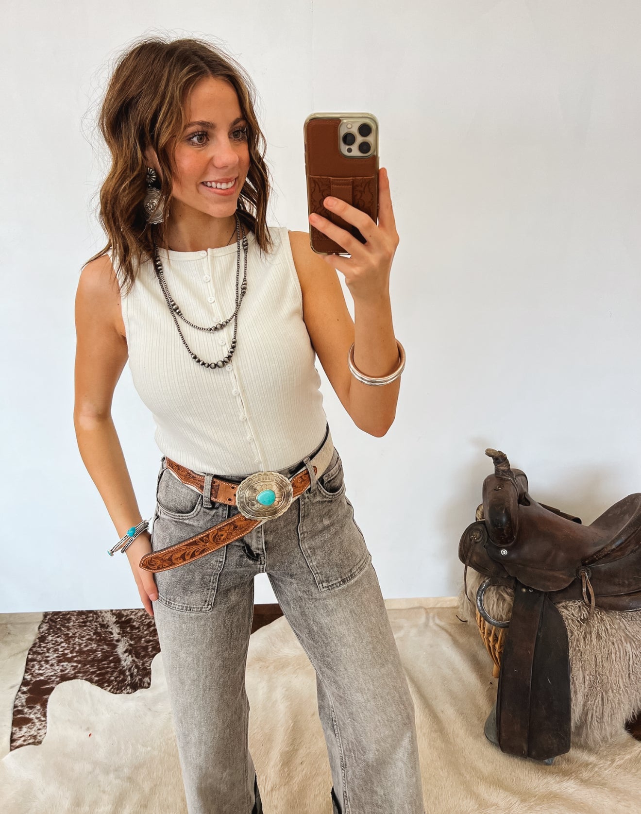 Snow Cowgirl Ribbed Knit Vest Top