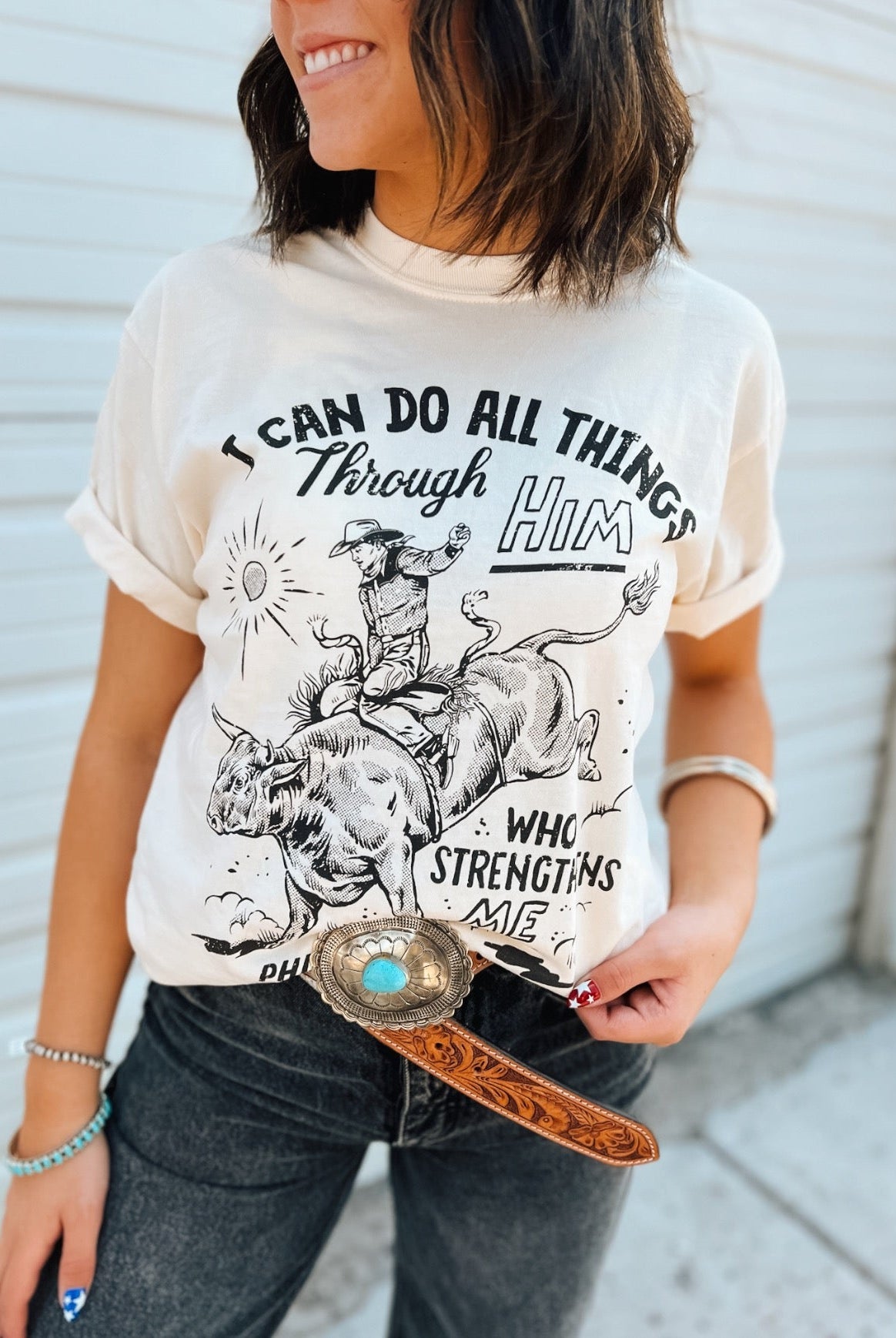 Through Him Graphic Tee – Natural