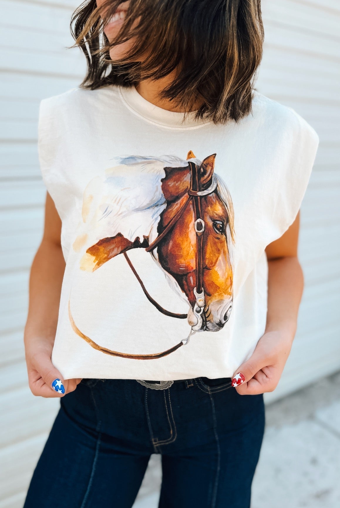 Bridle Beauty Cropped Muscle Tank – Faded Cream