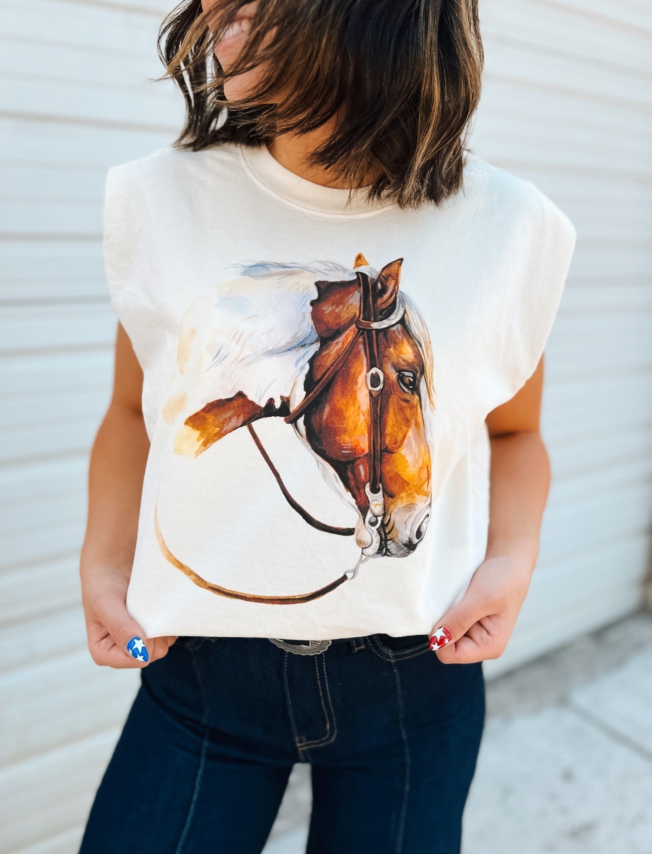 Bridle Beauty Cropped Muscle Tank – Faded Cream