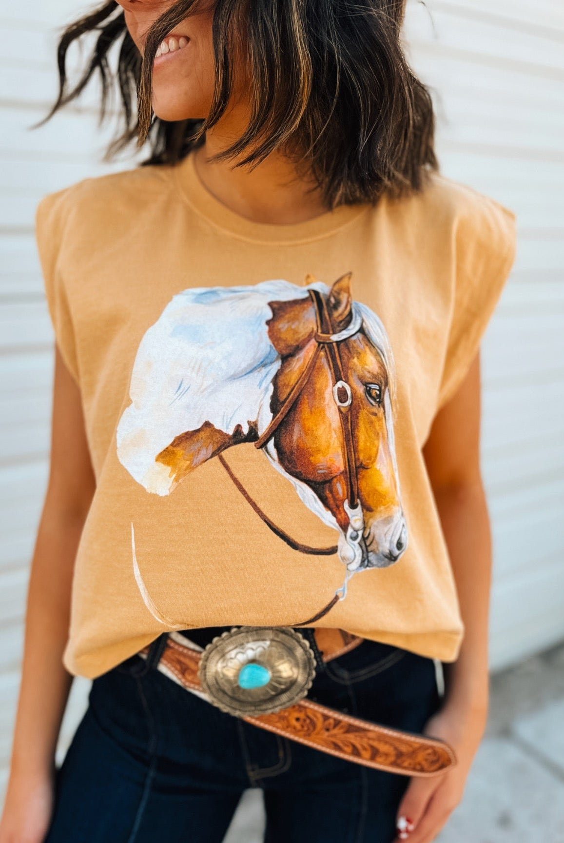 Bridle Beauty Cropped Muscle Tank – Faded Mustard