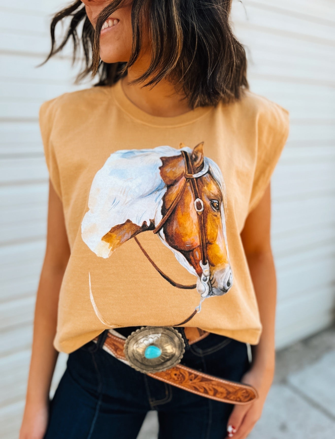 Bridle Beauty Cropped Muscle Tank – Faded Mustard