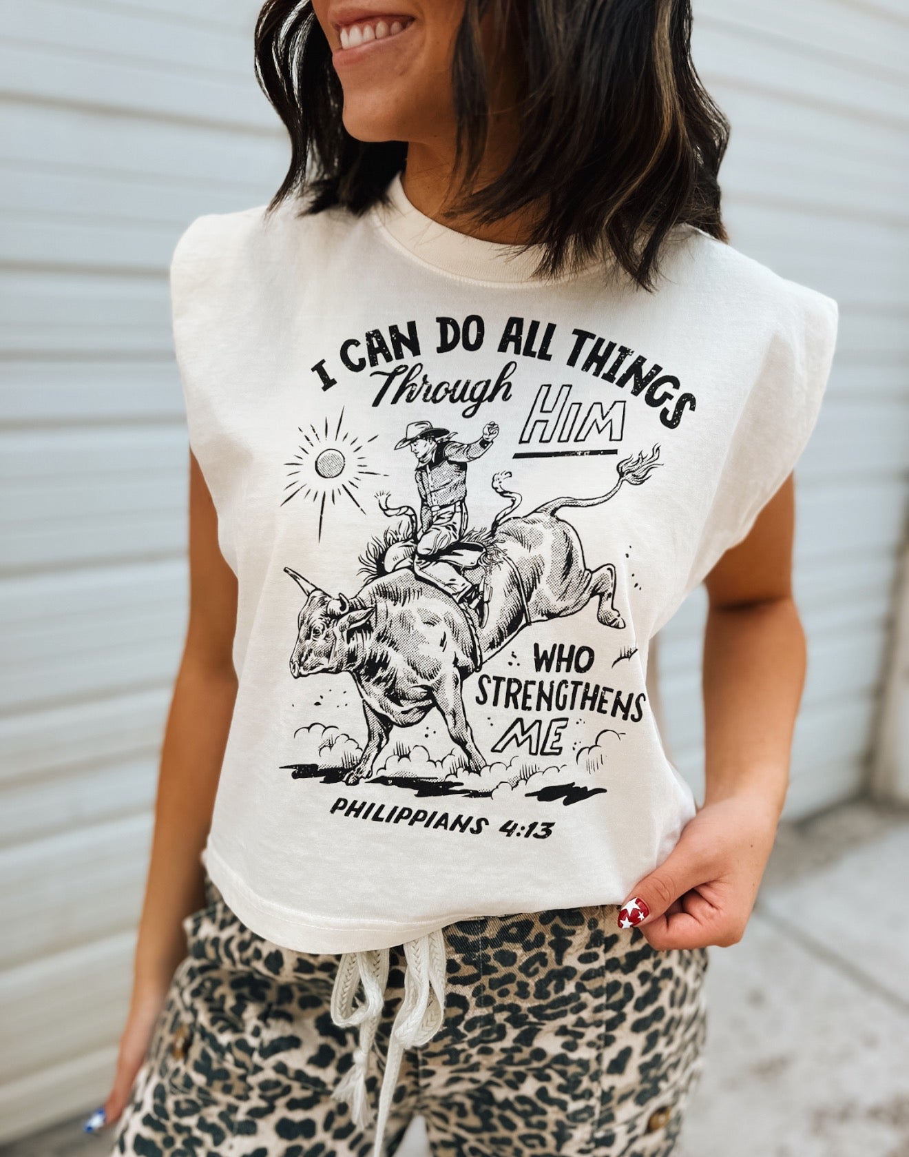 Through Him Cropped Muscle Tank – Faded Cream