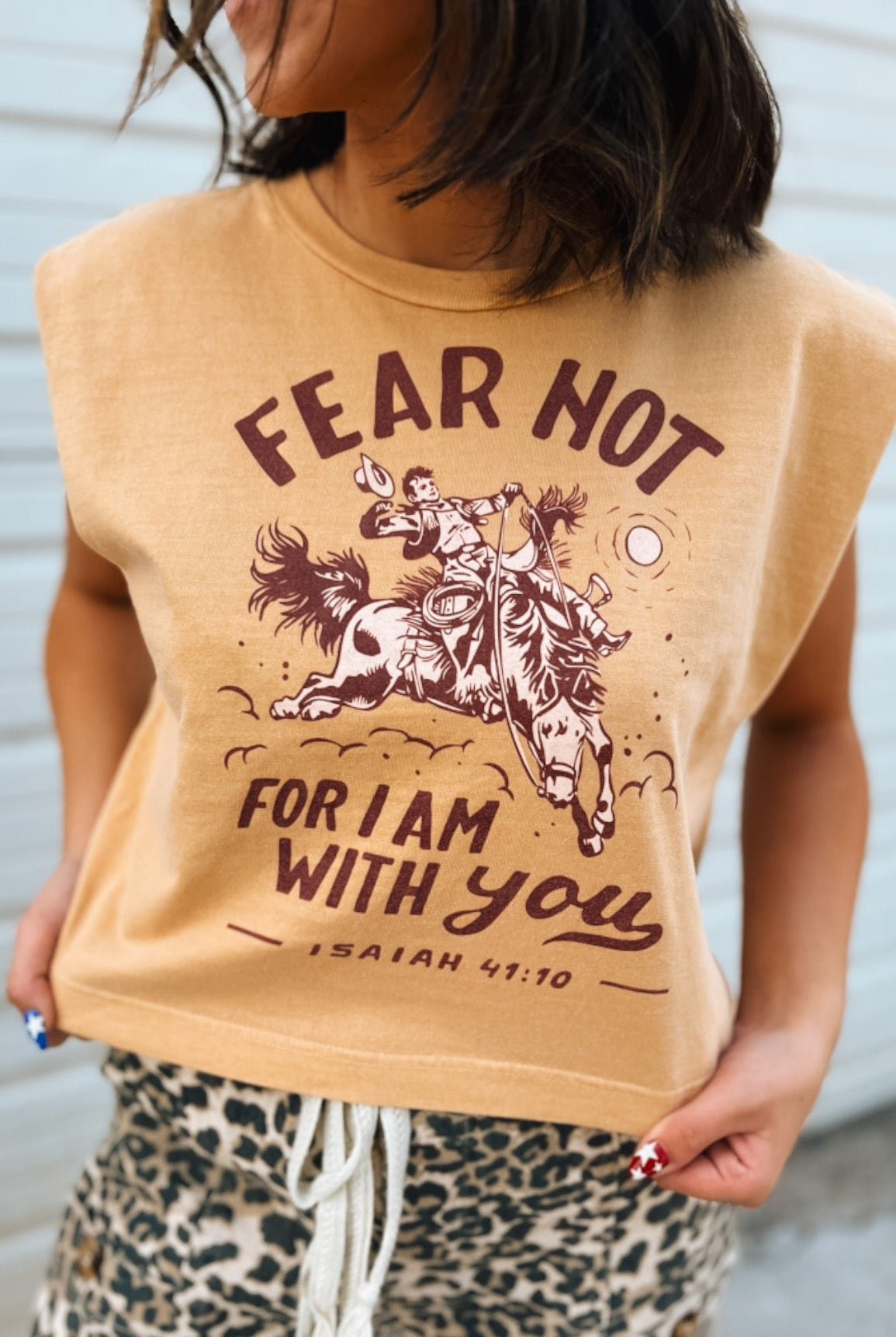 Fear Not Cropped Muscle Tank – Faded Mustard