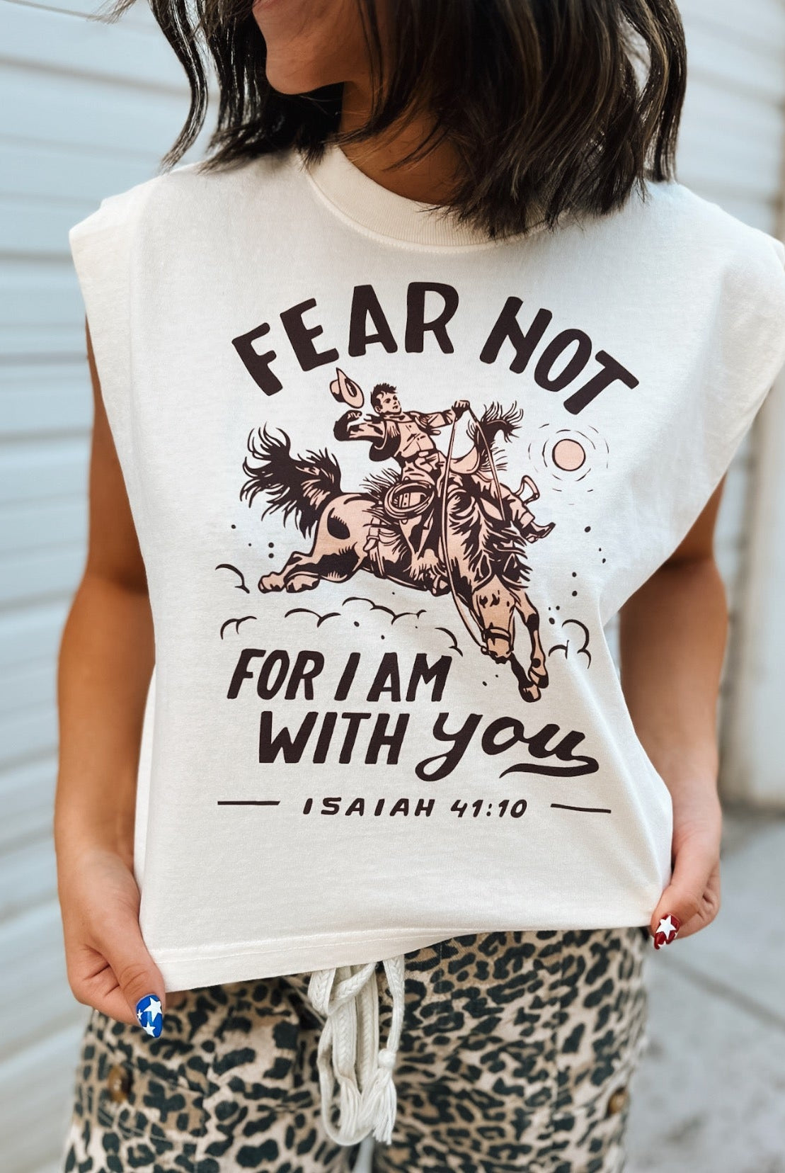 Fear Not Cropped Muscle Tank – Faded Cream