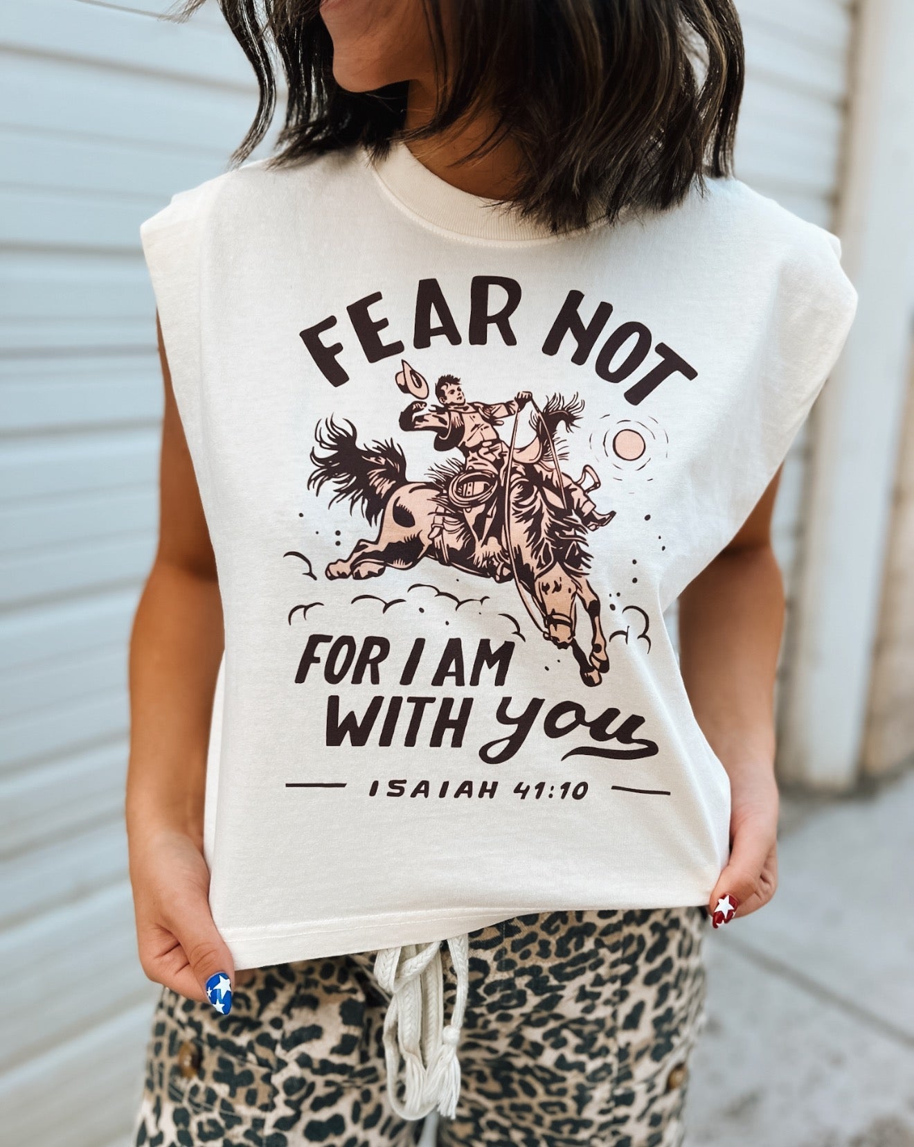 Fear Not Cropped Muscle Tank – Faded Cream