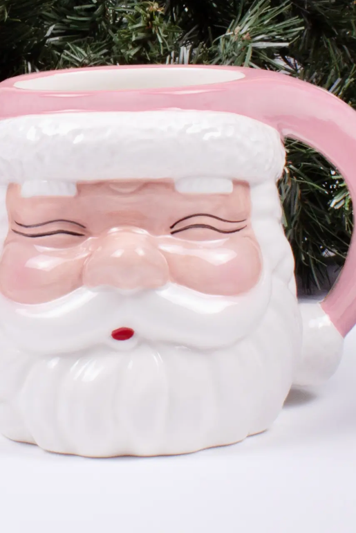 Christmas Cheer Santa Coffee Mug (Pink)