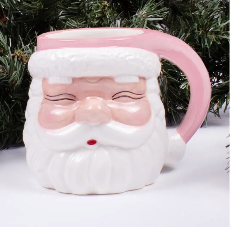 Christmas Cheer Santa Coffee Mug (Pink)