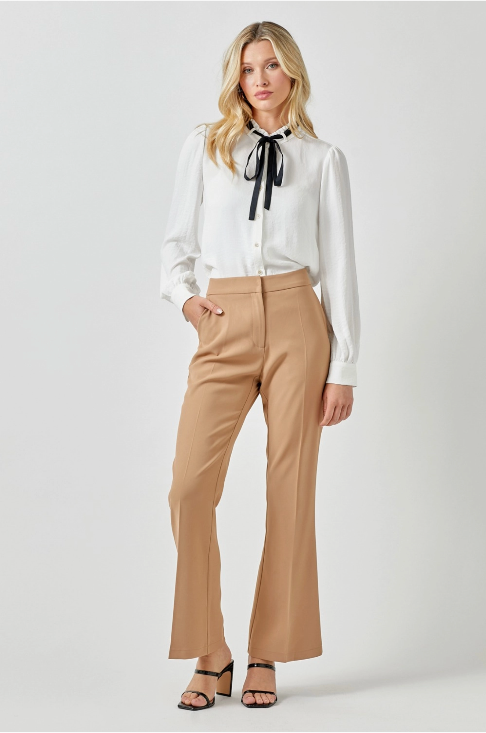 Ruffle and Ribbon Blouse Top