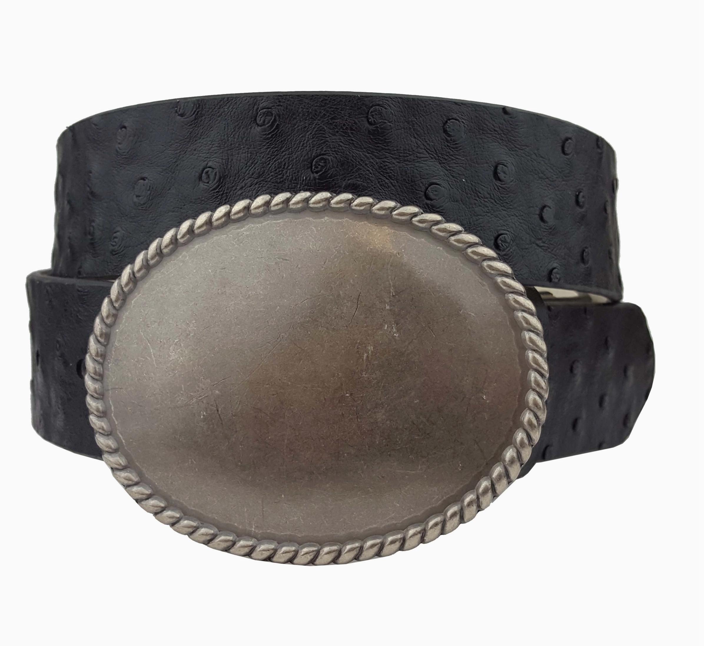 Miss Dottie Oval Buckle Belt (Silver /Black)